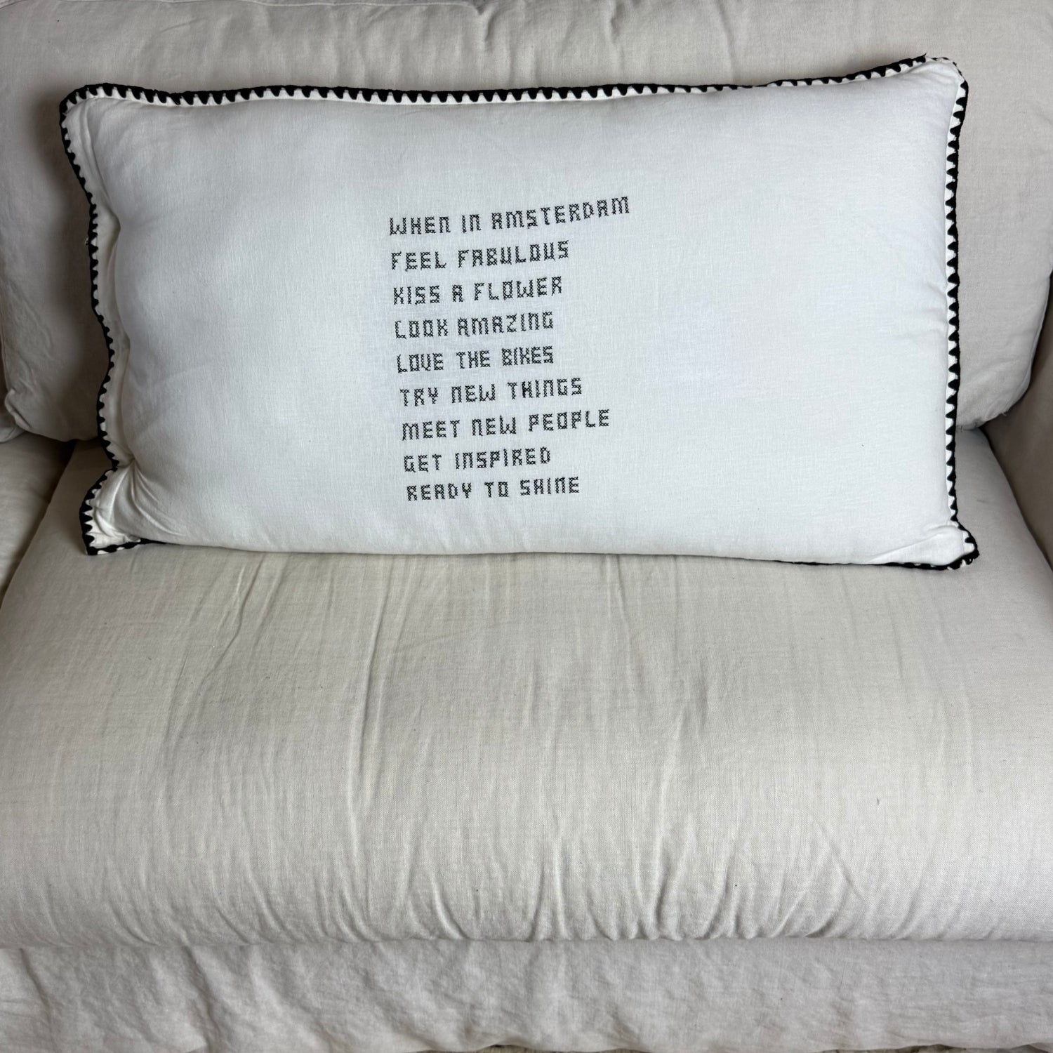Linnen Pillow + Filling | When In Amsterdam | White
