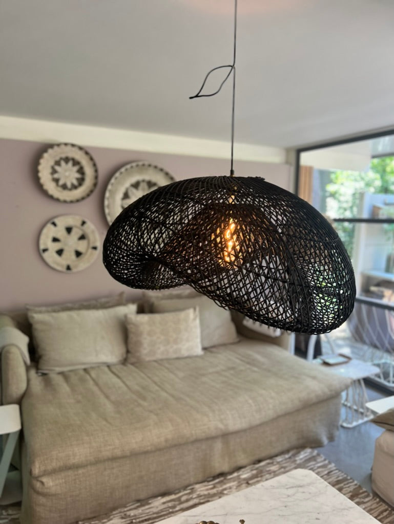 Handcrafted Rattan Lamp - Cloud | Black | 40 cm