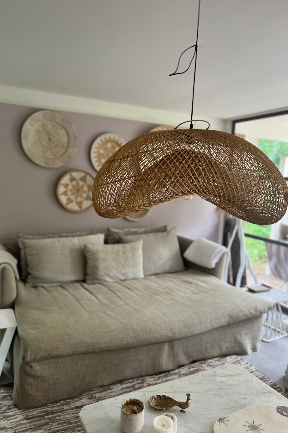 Organic Shape Cloud Lamp (40 cm) - Natural Color | Mandala Stencils