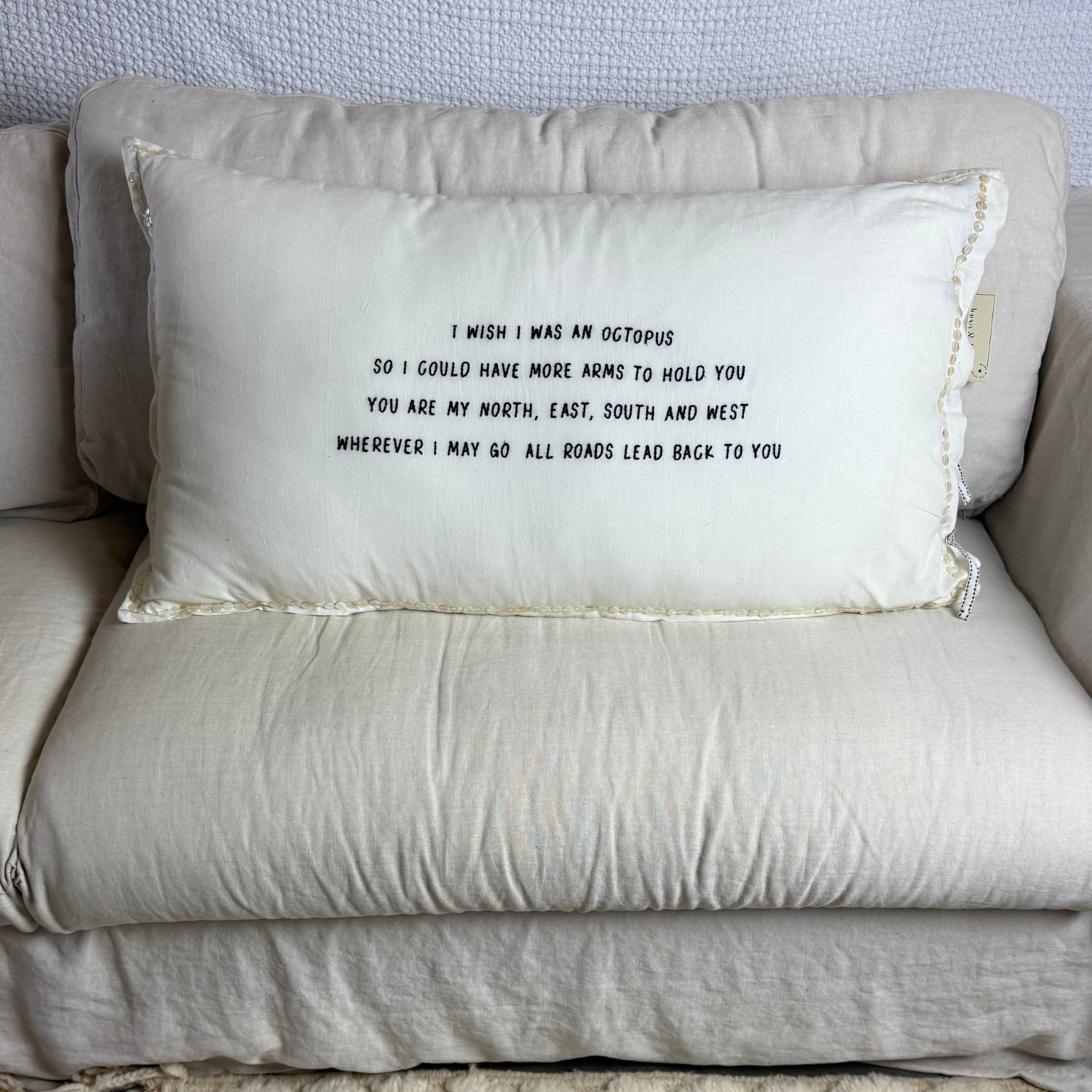 Linnen Pillow + Filling | I Wish I Was An Octopus | Natural