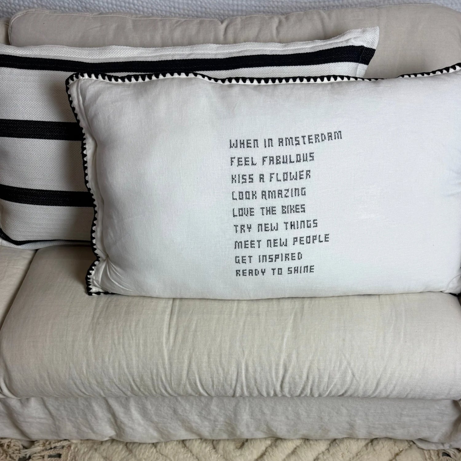 Linnen Pillow + Filling | When In Amsterdam | White
