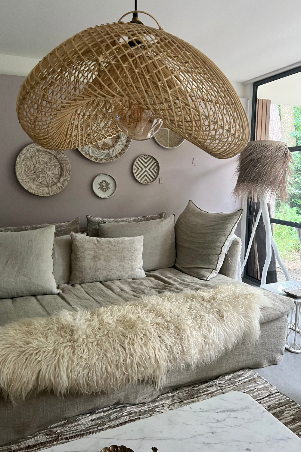 Organic Shape Cloud Lamp (40 cm) - Natural Color | Mandala Stencils