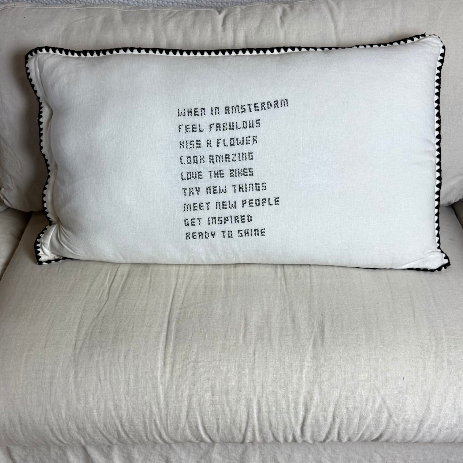Linnen Pillow + Filling | When In Amsterdam | White