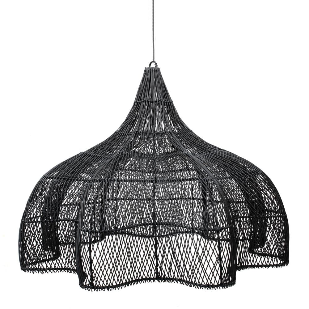 XL Handcrafted Rattan Lamp - Flower | Black | 150 cm