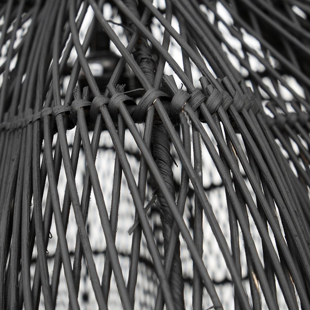 XL Handcrafted Rattan Lamp - Flower | Black | 150 cm