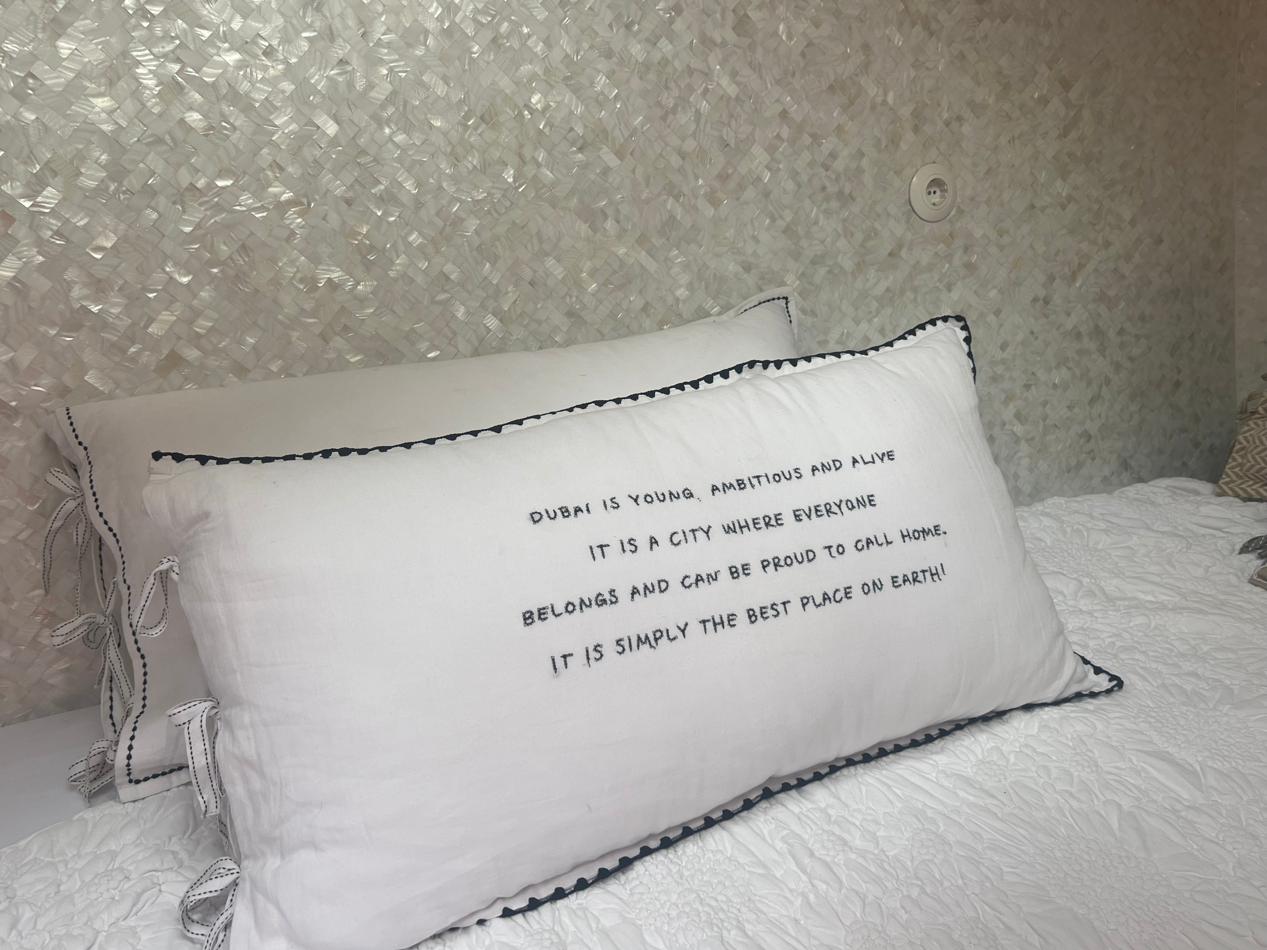 Linnen Pillow + Filling | Dubai Is Young | White