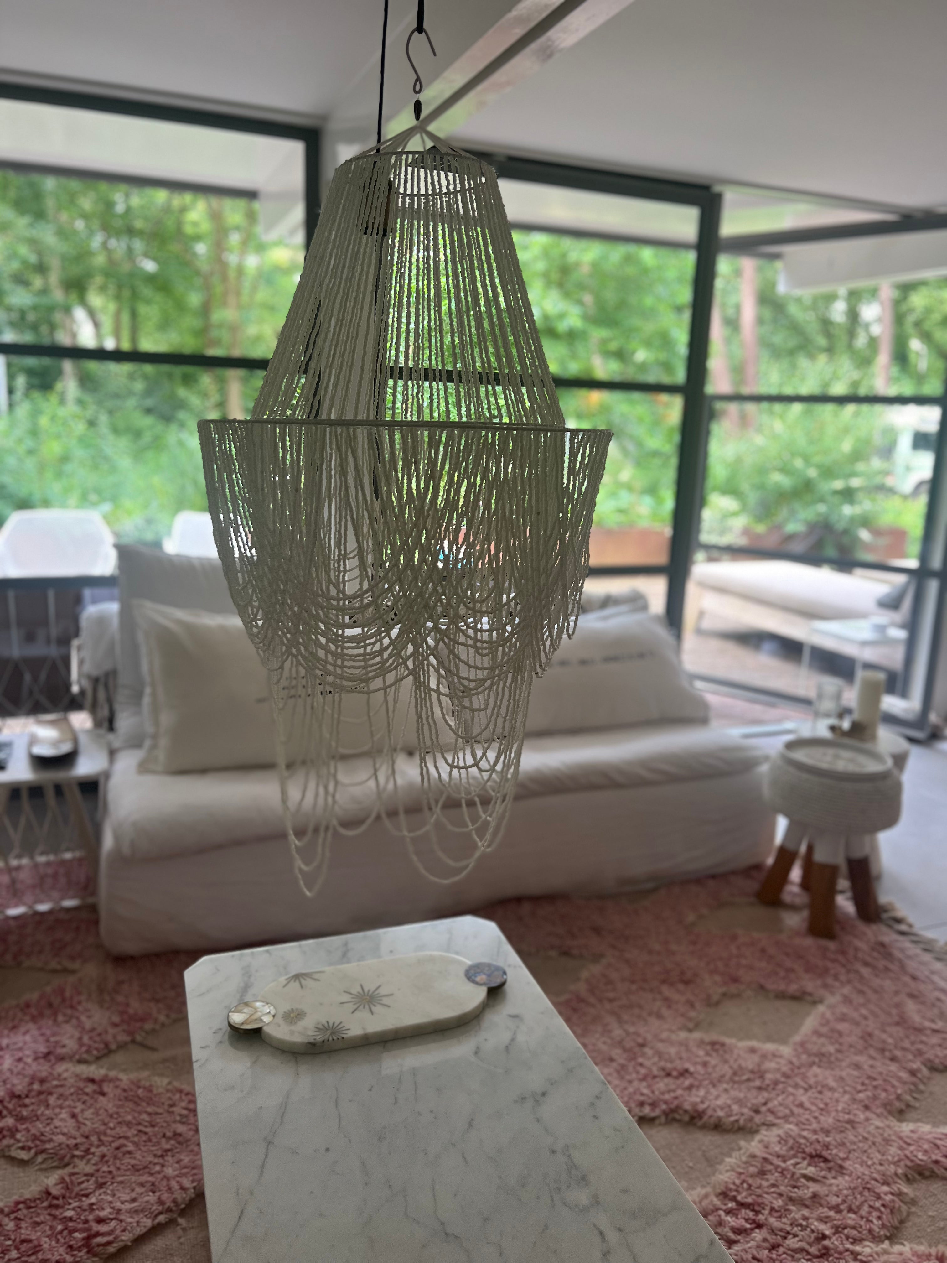Beaded Hanging Lamp - White