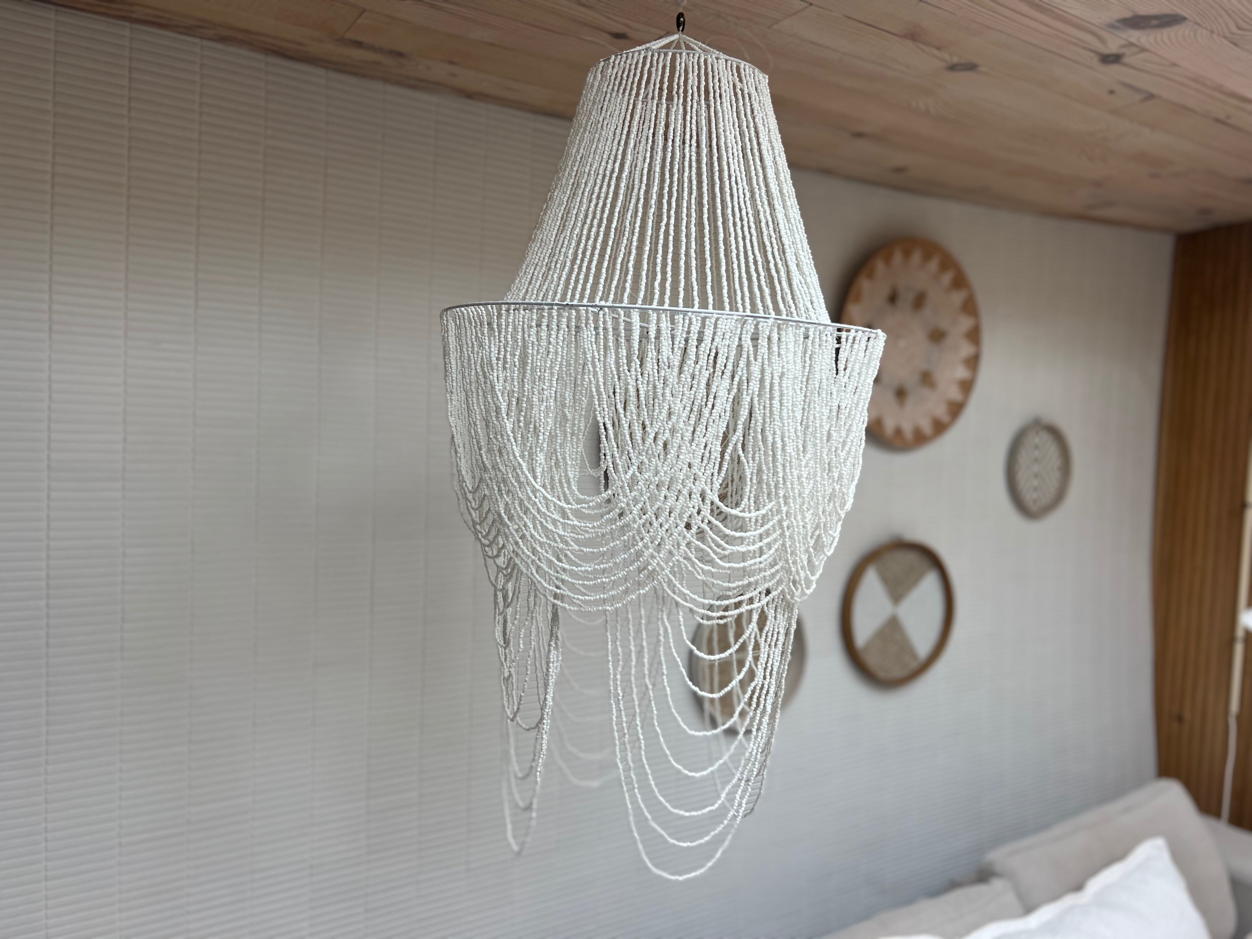 Beaded Hanging Lamp - White