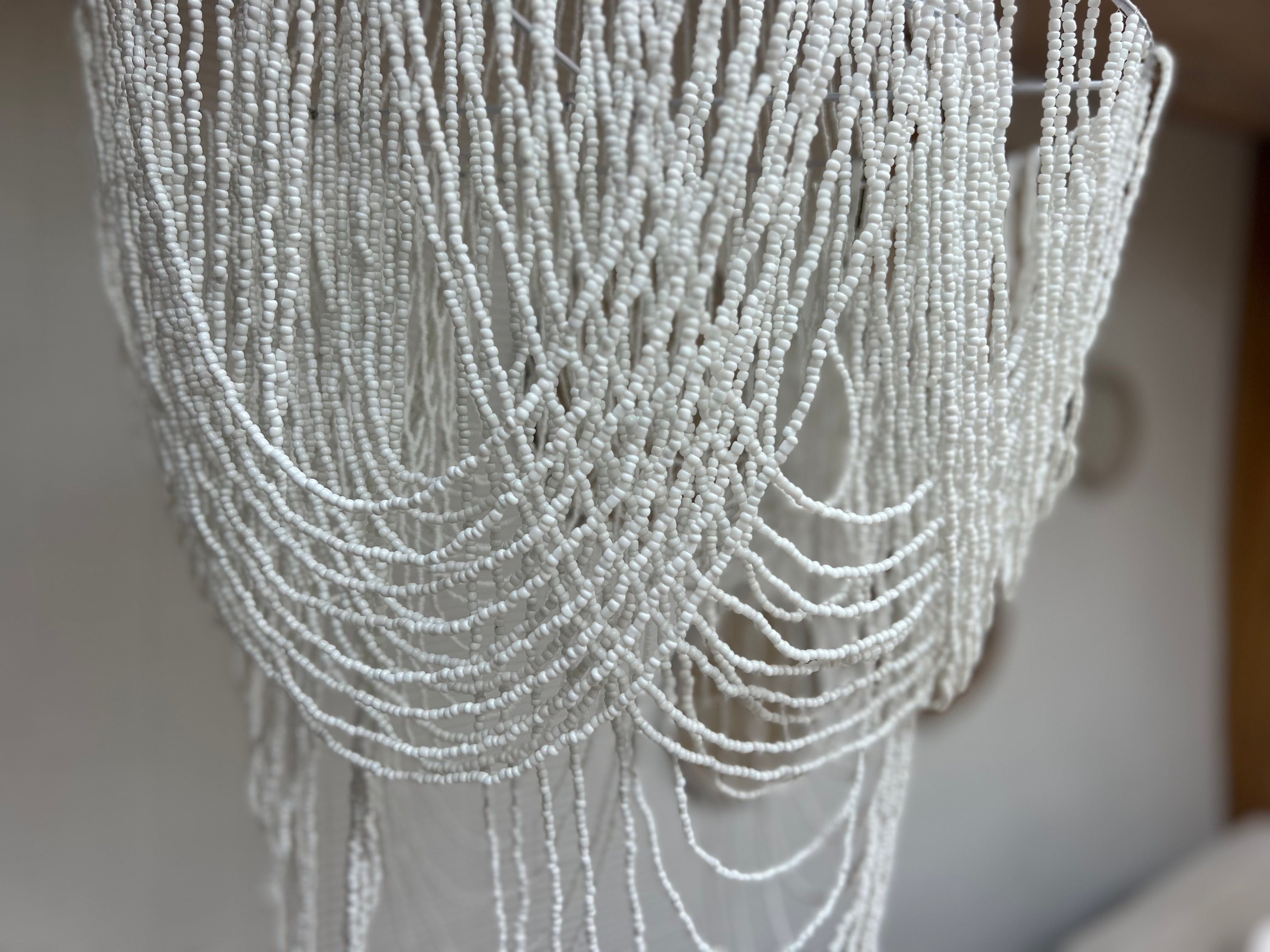 Beaded Hanging Lamp - White