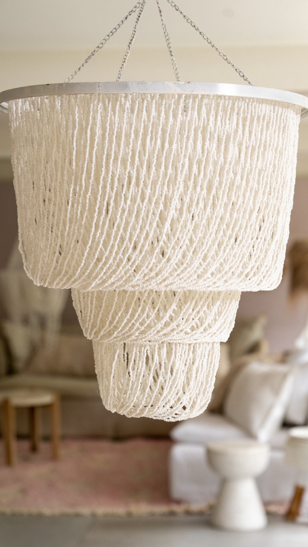 Beaded Hanging Lamp - White