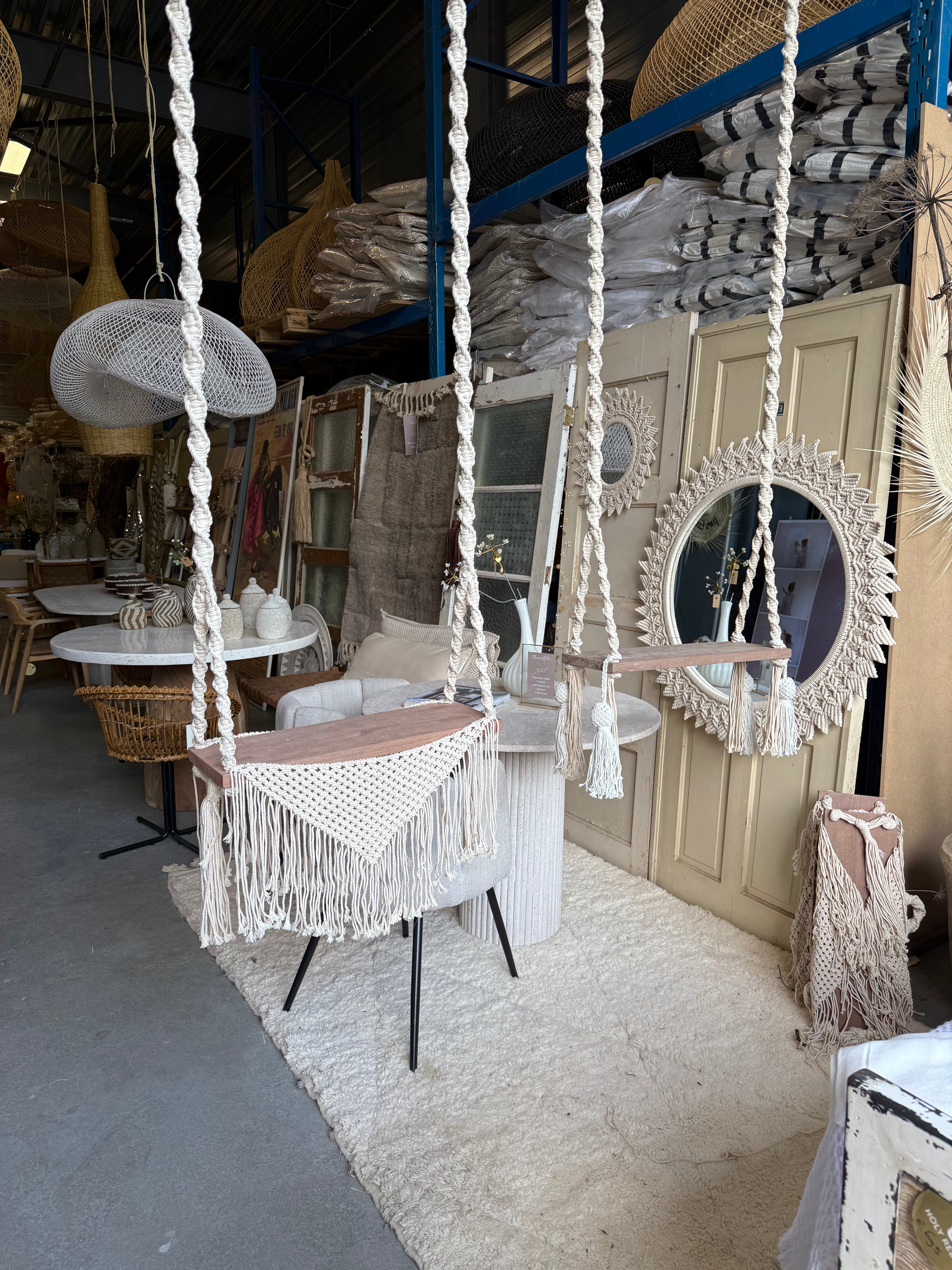 Swing with crochetwork