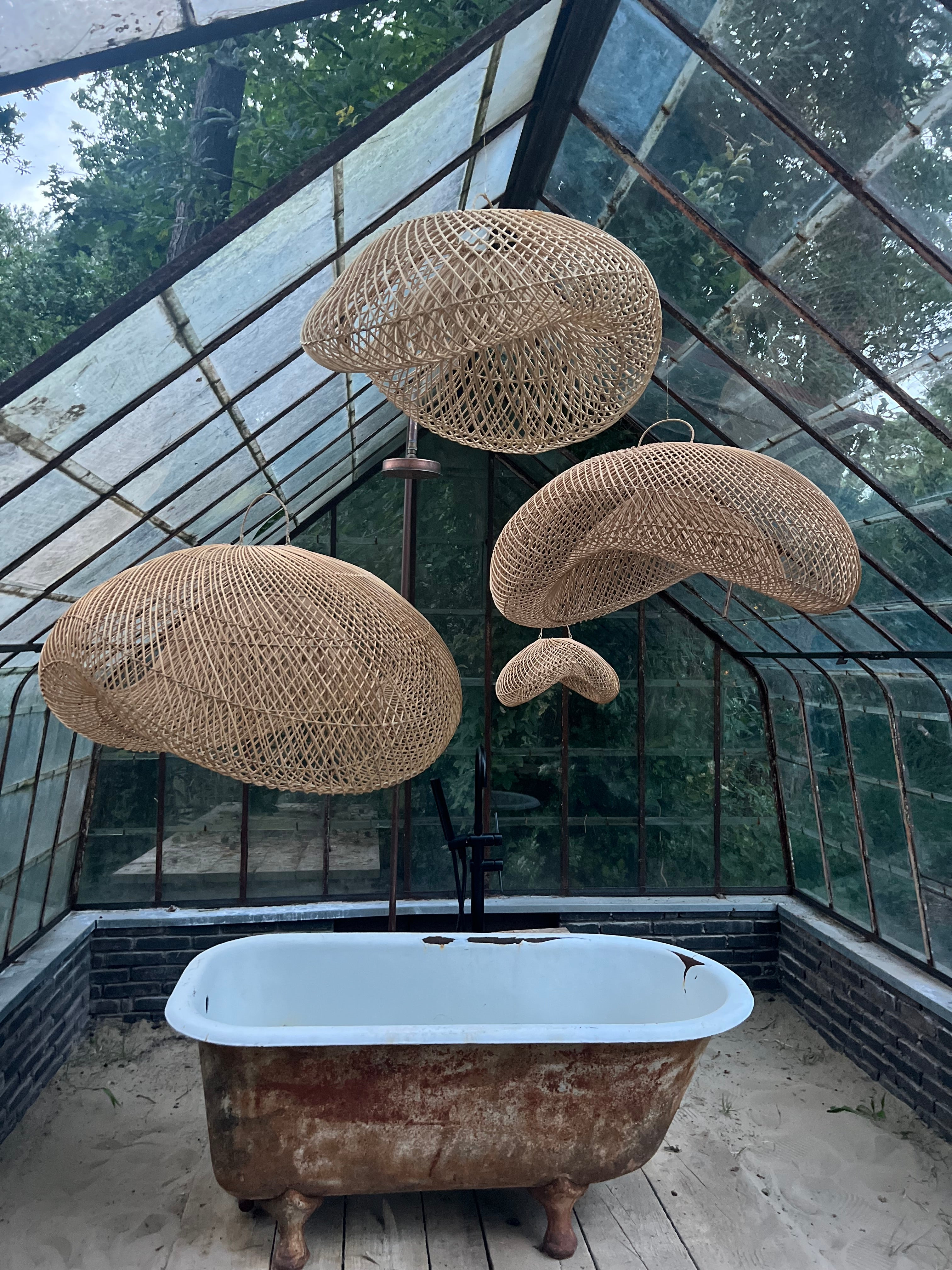 XL Handcrafted Rattan Lamp - Cloud | White | 150 cm
