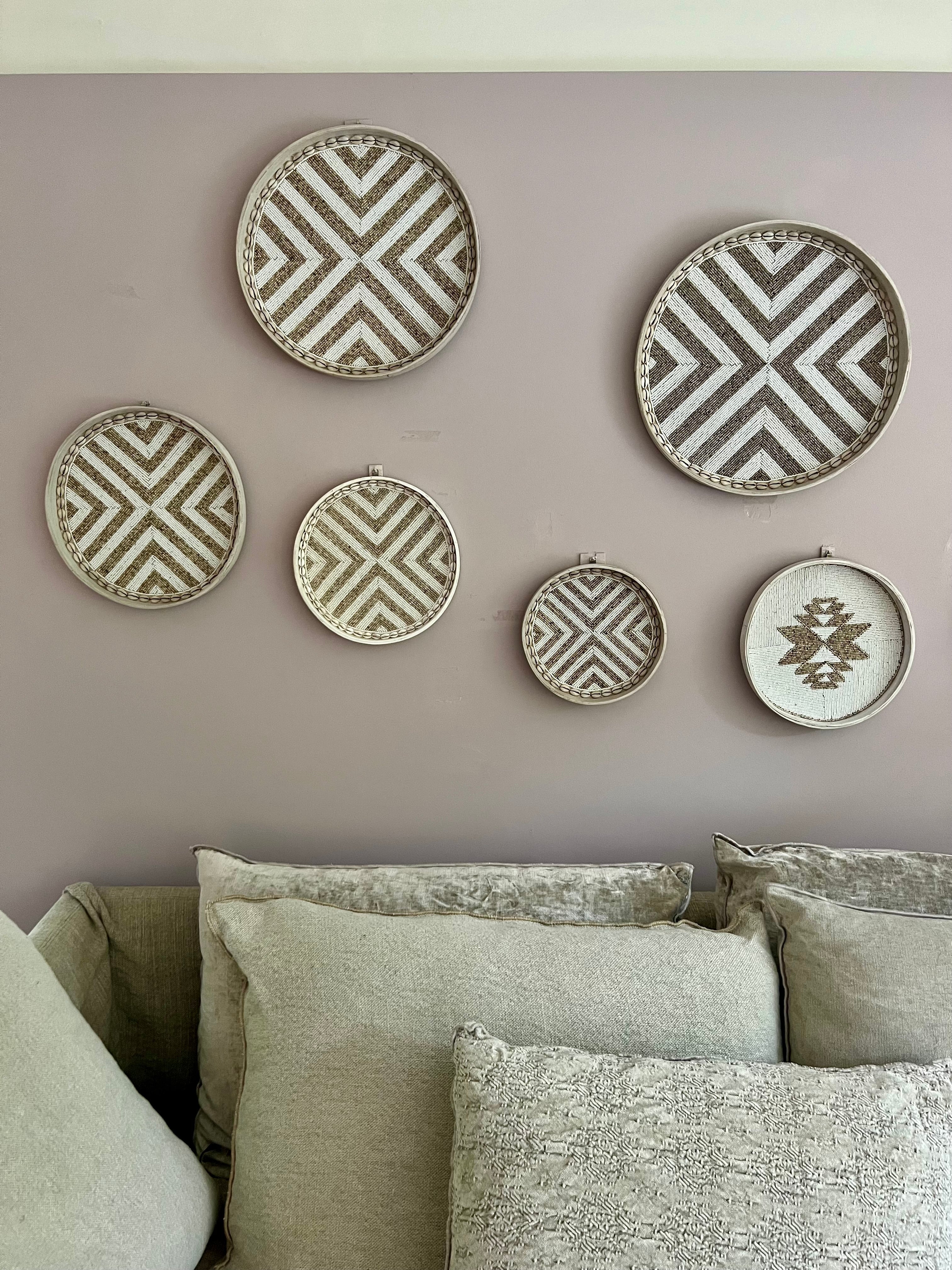 Fully Beaded Wall Basket (30 cm) - Elegant Artisan Decor | Mandala Stencils