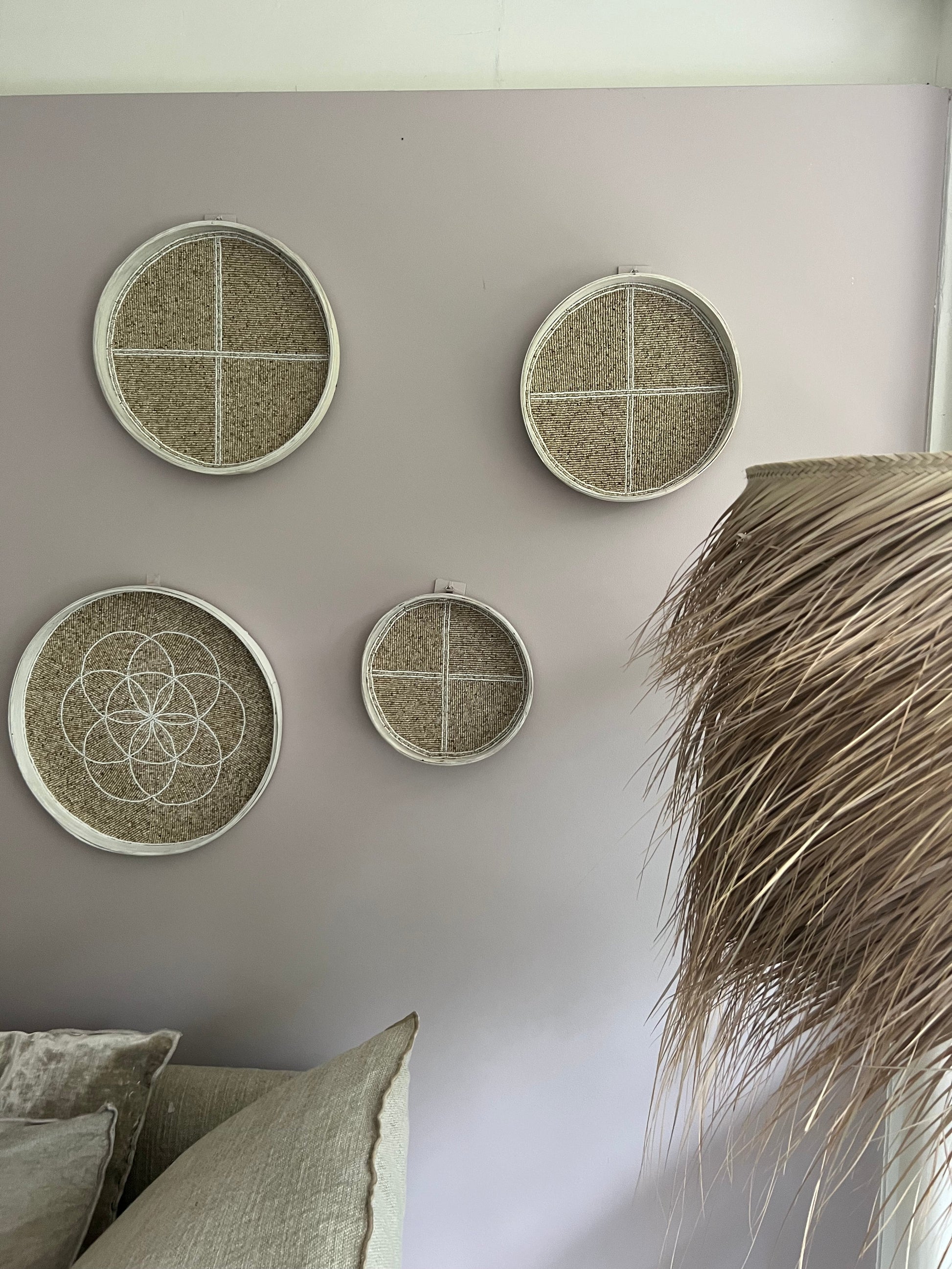 Fully Beaded Wall Basket (25 cm) - Unique Artisan Decor | Mandala Stencils