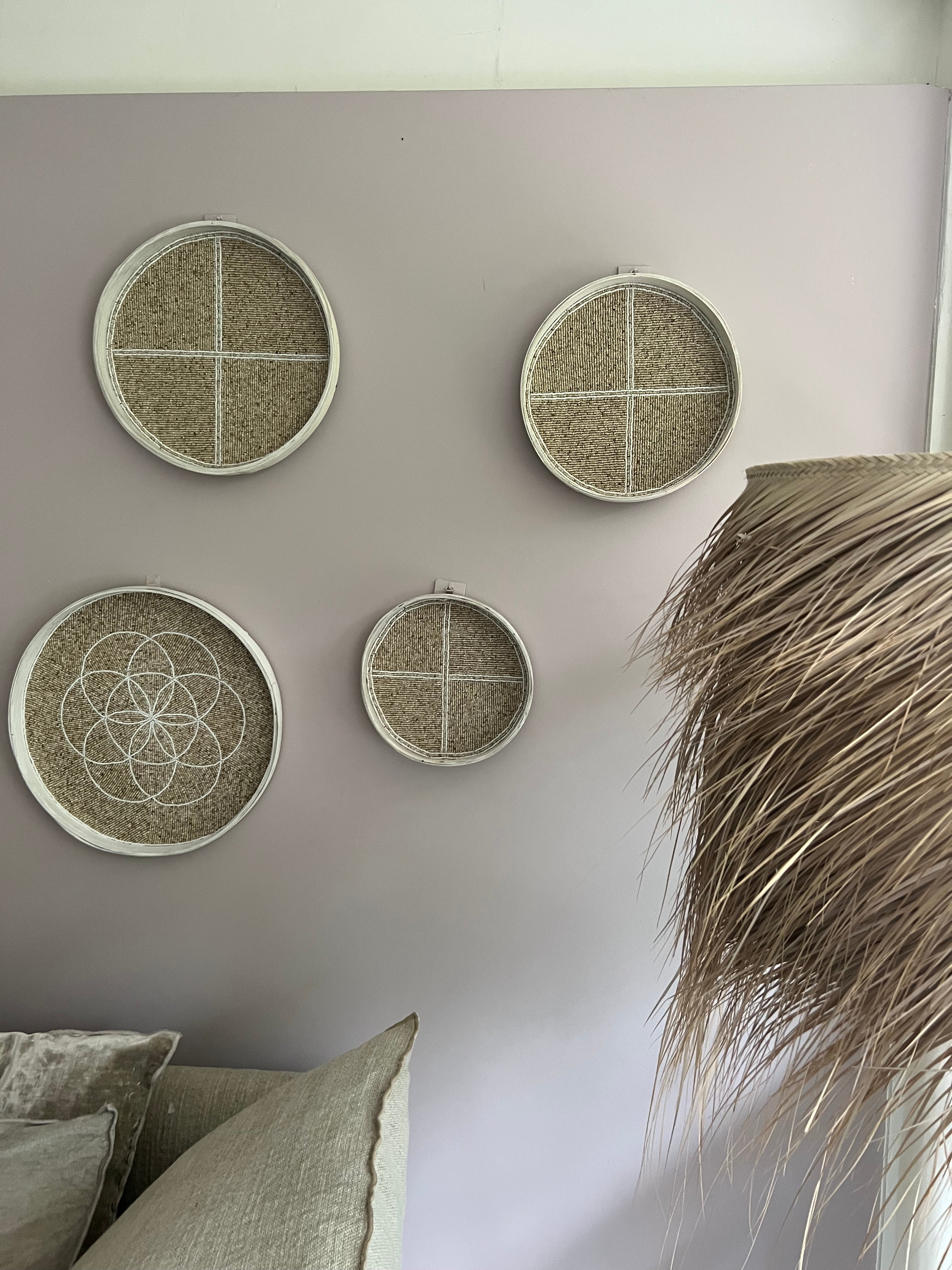 Fully Beaded Wall Basket (25 cm) - Unique Artisan Decor | Mandala Stencils
