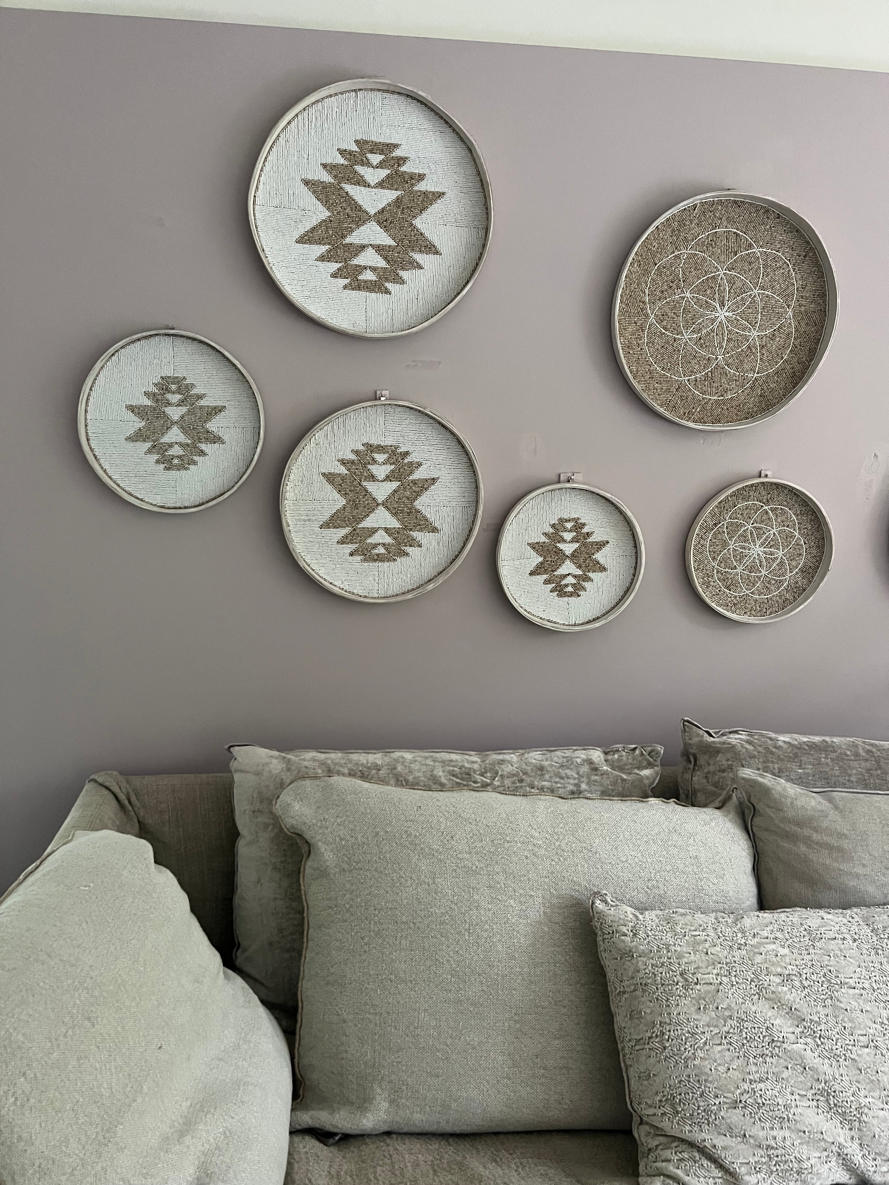 Fully Beaded Wall Basket (25 cm) - Artisan Handcrafted Decor | Mandala Stencils