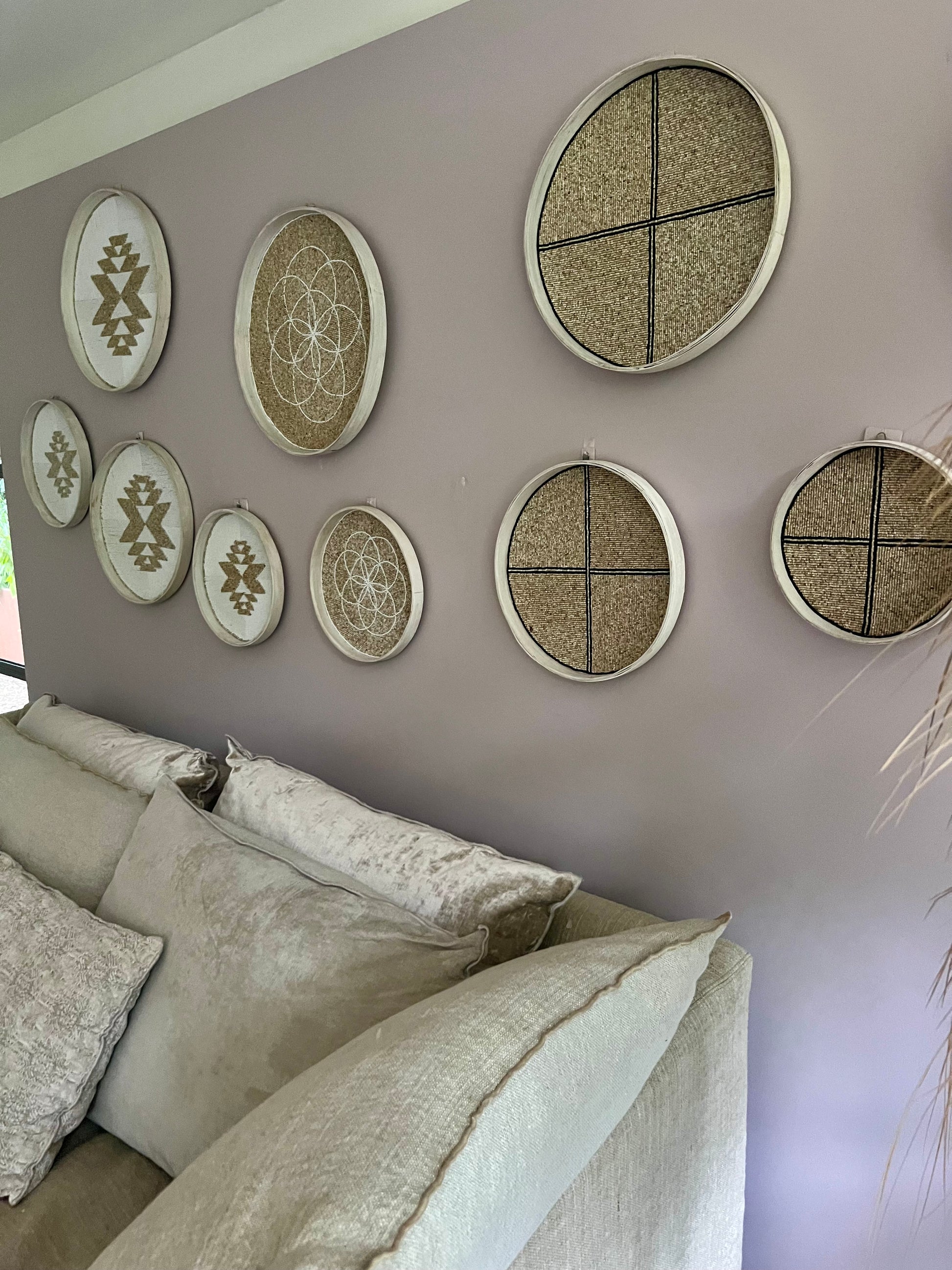 Fully Beaded Fairtrade Wall Basket (40 cm) - Ethical Home Decor | Mandala Stencils