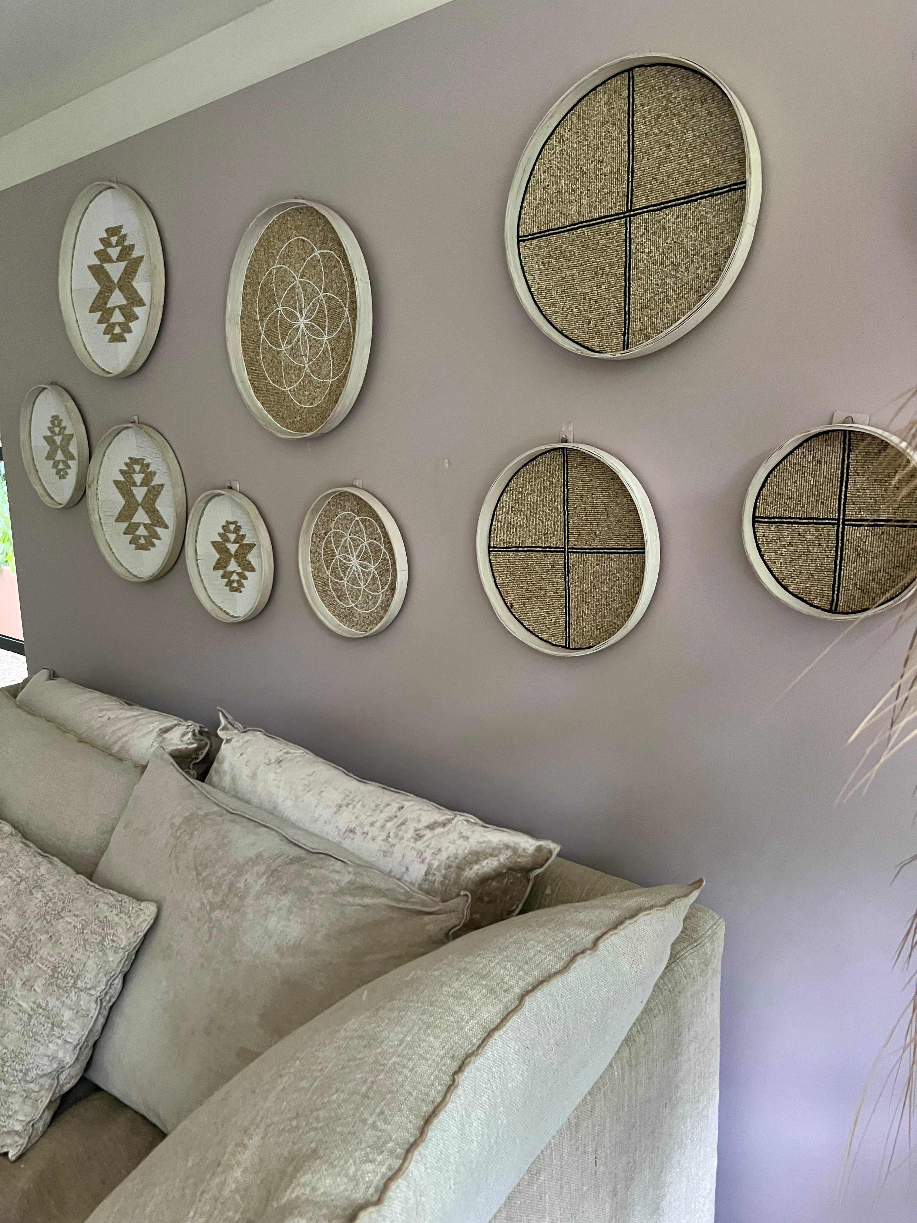 Fully Beaded Fairtrade Wall Basket (40 cm) - Ethical Home Decor | Mandala Stencils