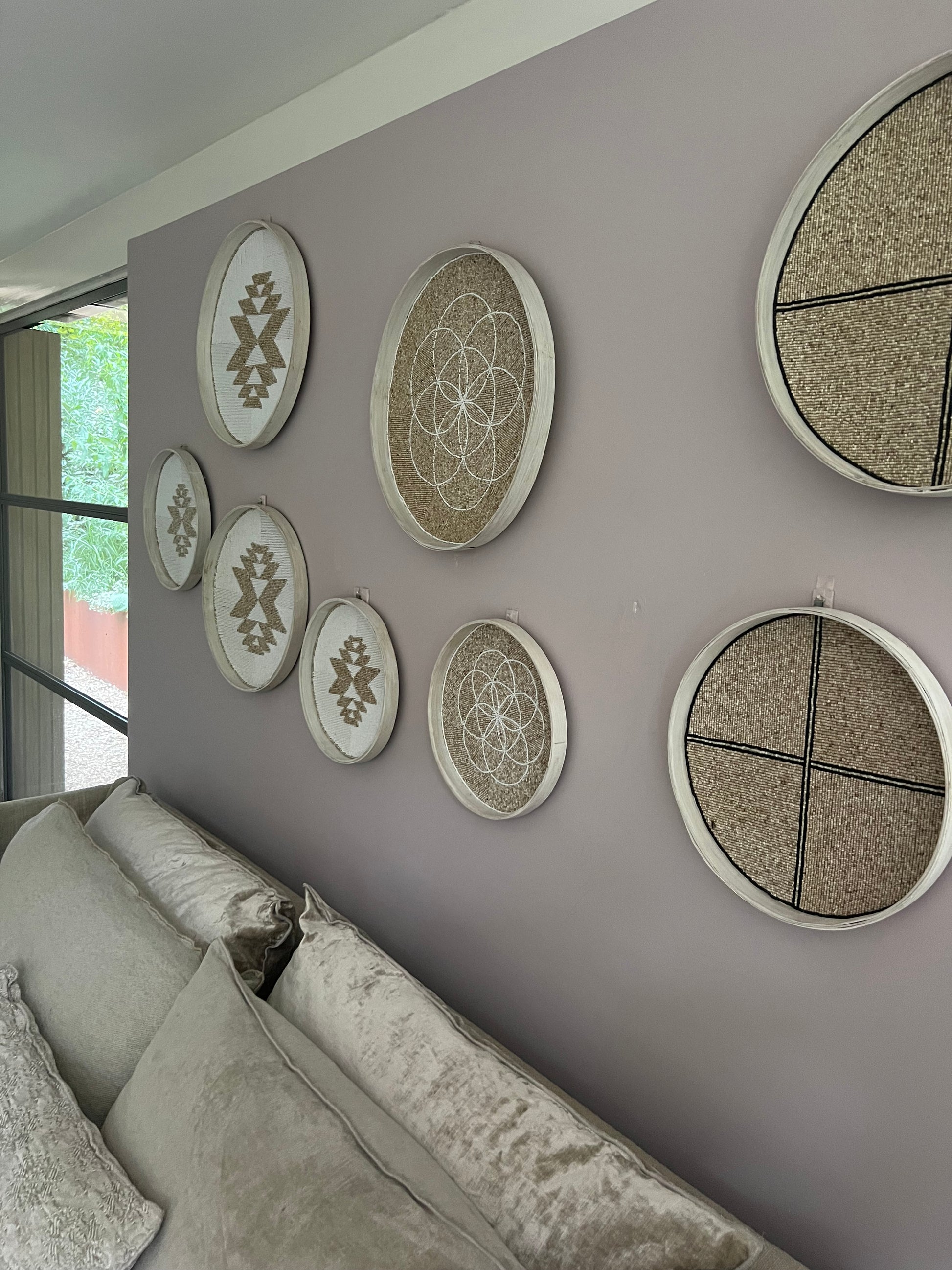 Fully Beaded Fairtrade Wall Basket (40 cm) - Ethical Home Decor | Mandala Stencils