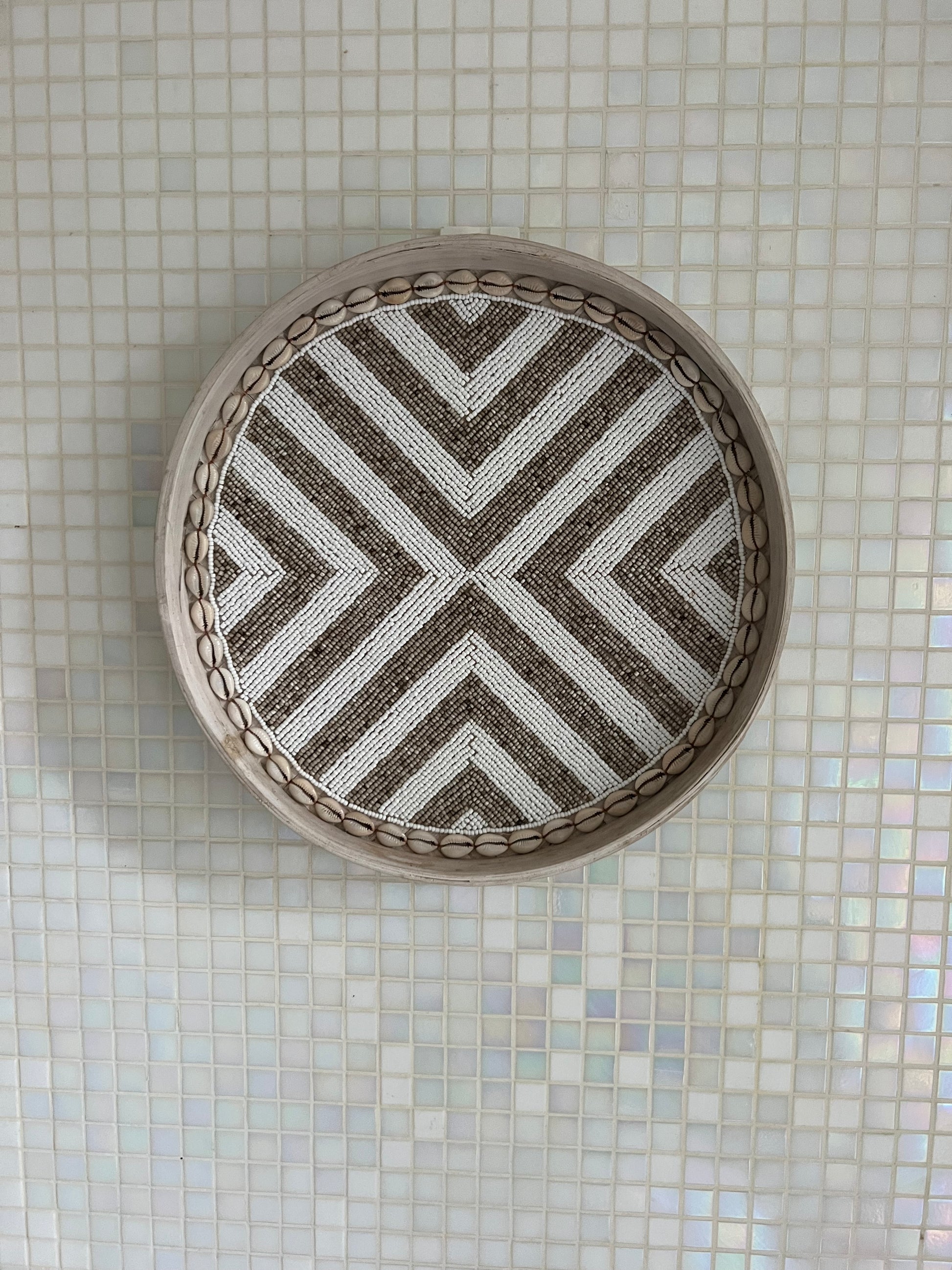 Fully Beaded Wall Basket (25 cm) - Unique Artisan Decor | Mandala Stencils