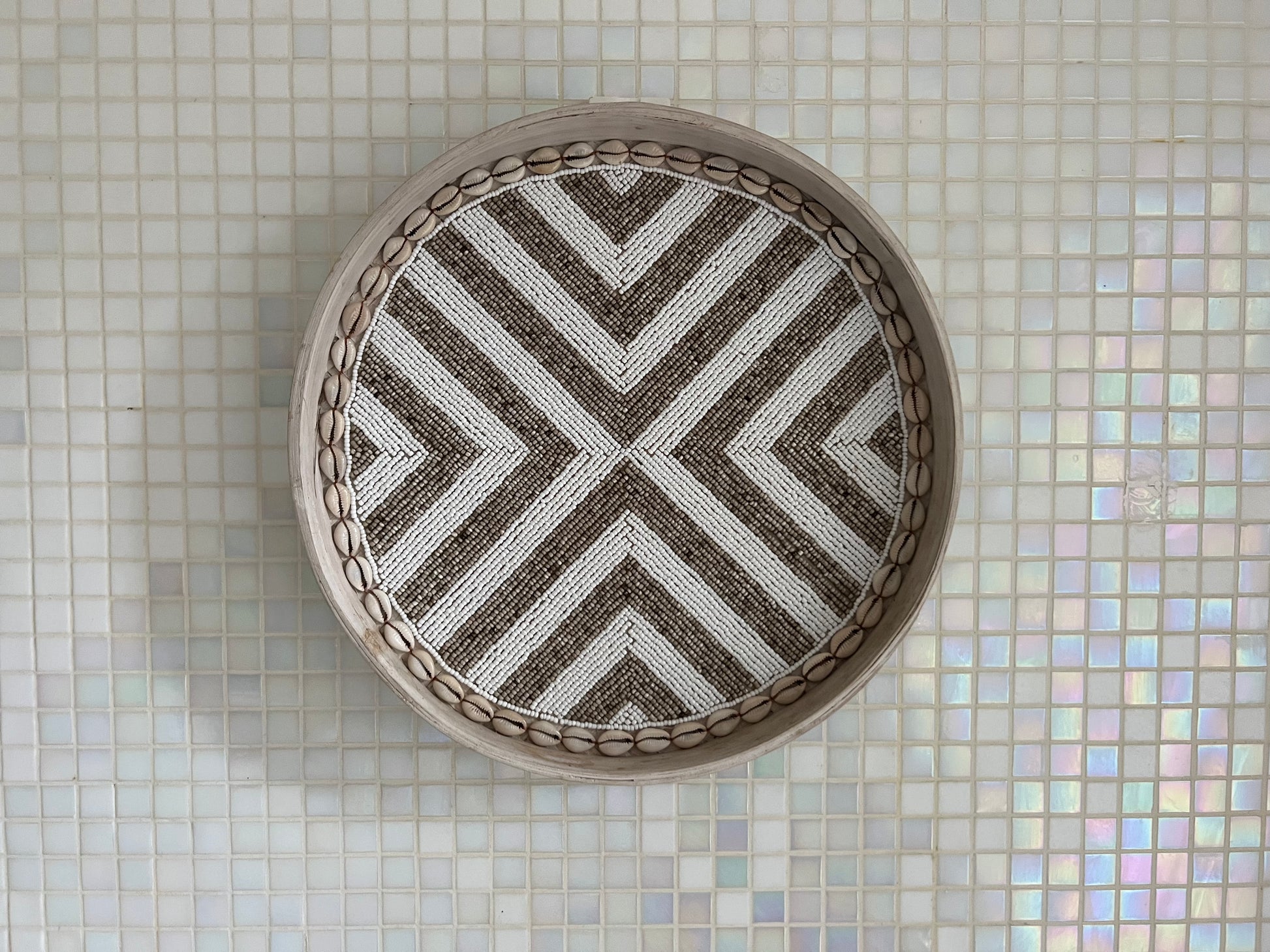 Fully Beaded Wall Basket (25 cm) - Unique Artisan Decor | Mandala Stencils