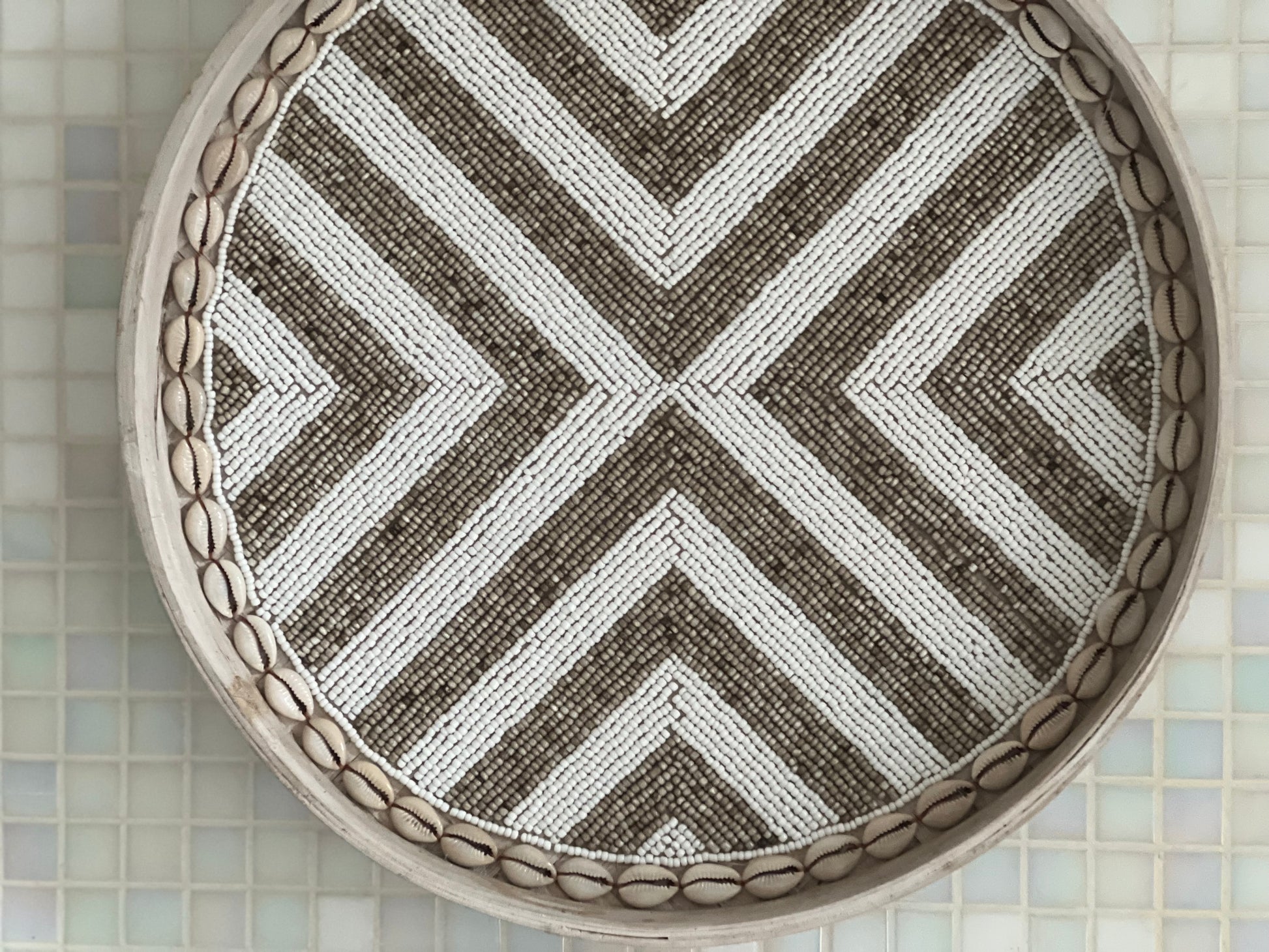Fully Beaded Wall Basket (25 cm) - Unique Artisan Decor | Mandala Stencils