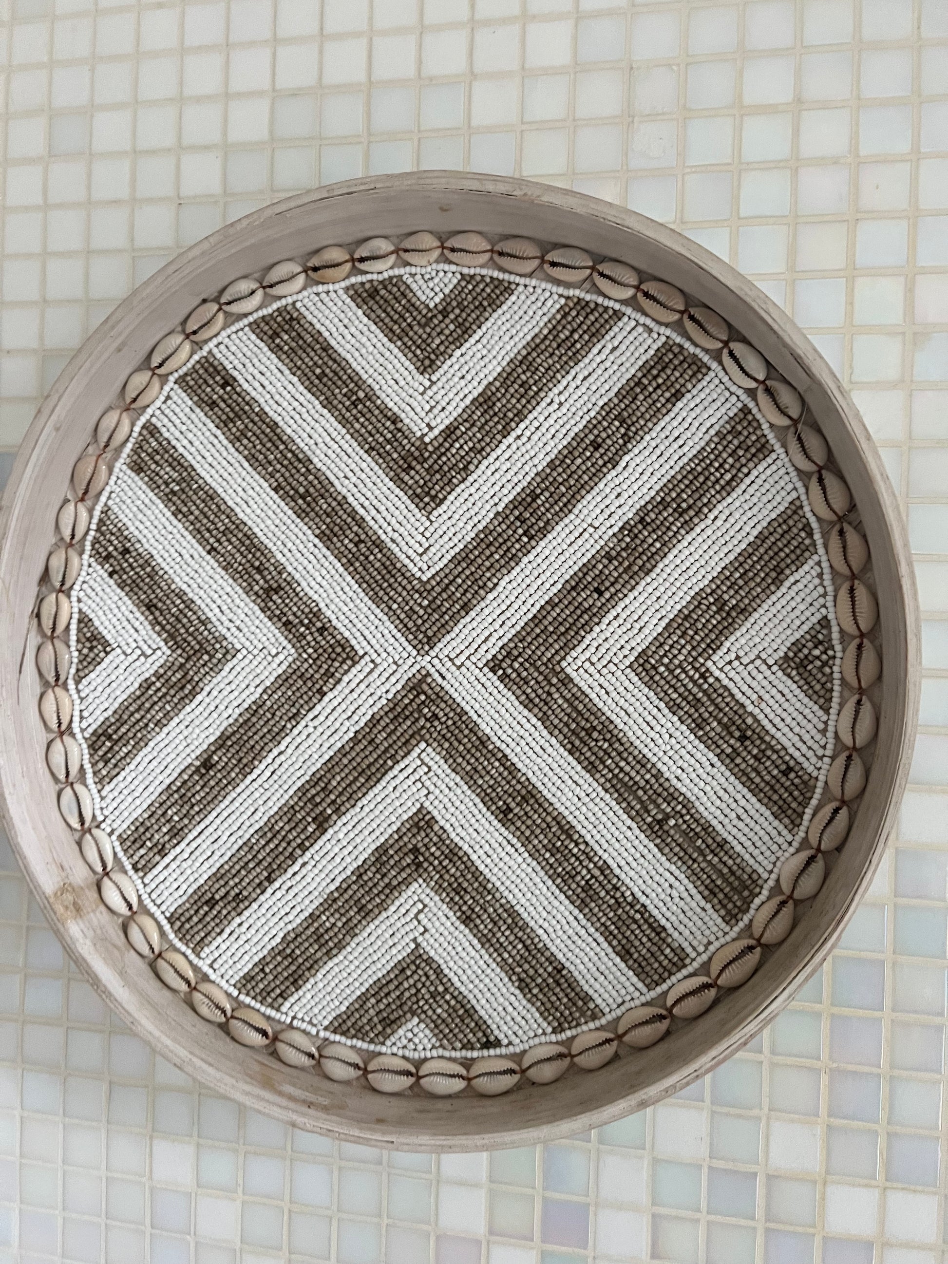 Fully Beaded Wall Basket (25 cm) - Unique Artisan Decor | Mandala Stencils