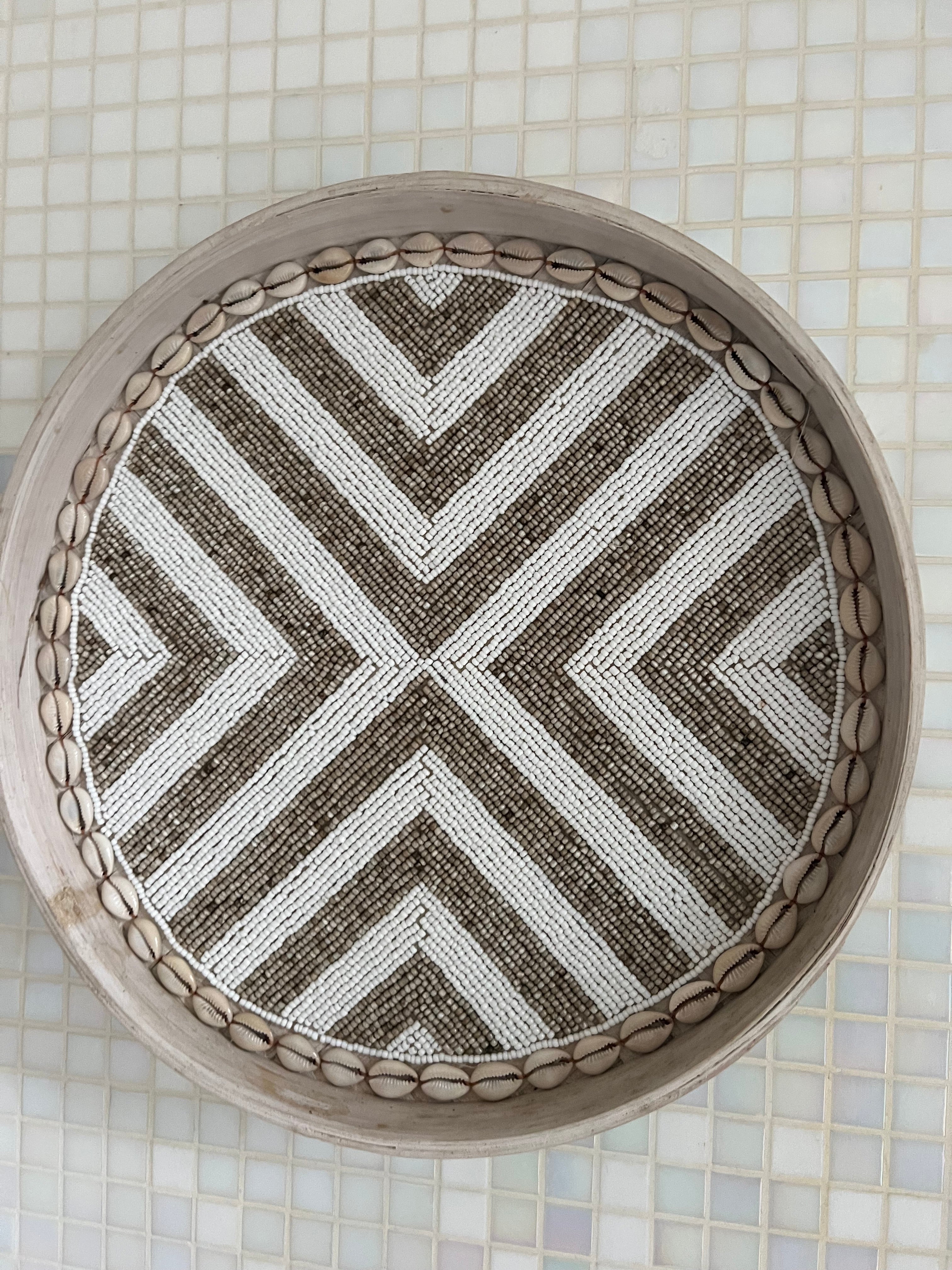 Fully Beaded Wall Basket (30 cm) - Elegant Artisan Decor | Mandala Stencils