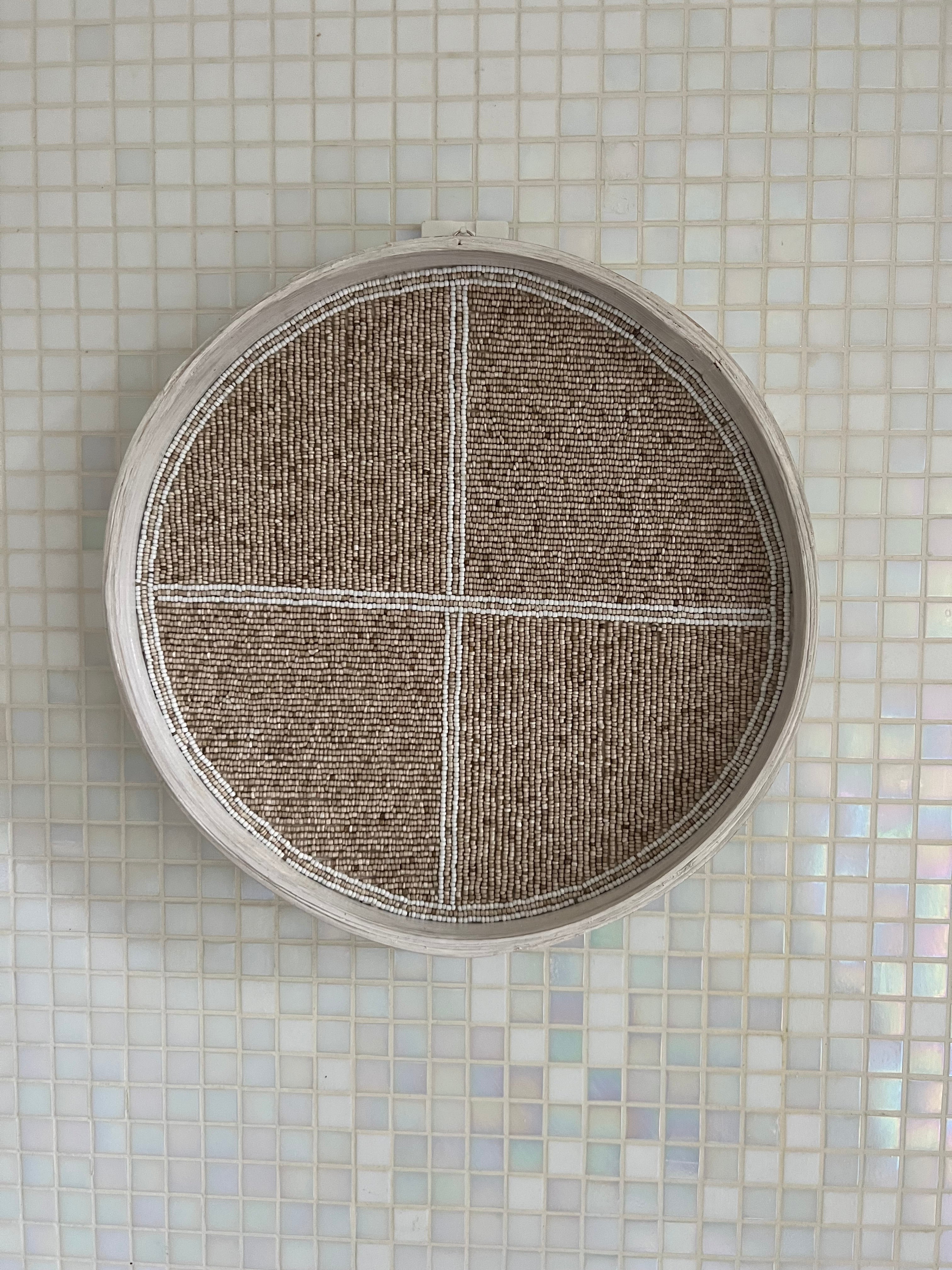 Fully Beaded Fairtrade Wall Basket (40 cm) - Artisan Decor | Mandala Stencils
