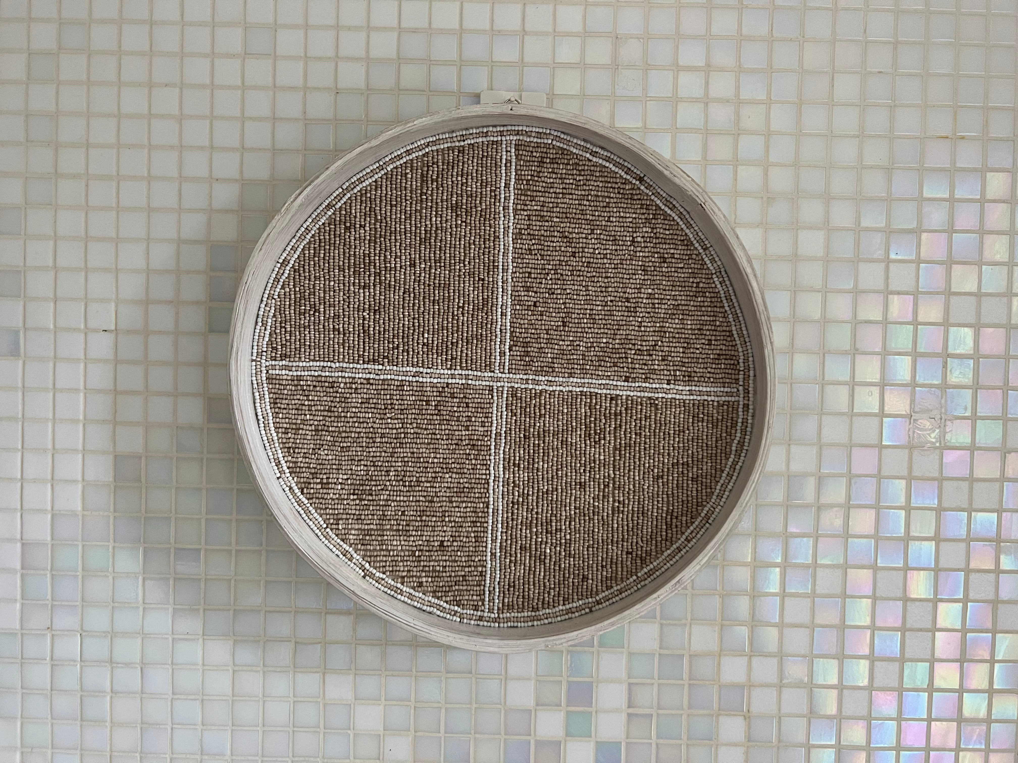 Fully Beaded Fairtrade Wall Basket (40 cm) - Artisan Decor | Mandala Stencils