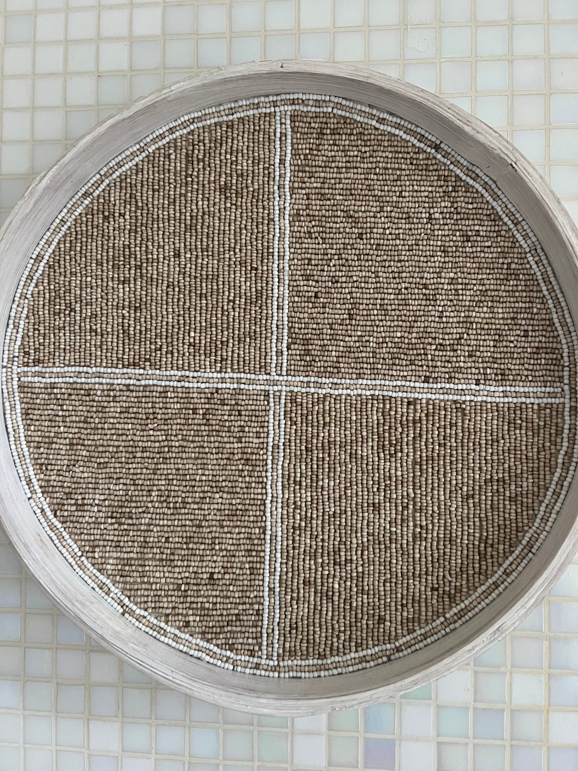 Fully Beaded Wall Basket (25 cm) - Handcrafted Artisan Decor | Mandala Stencils