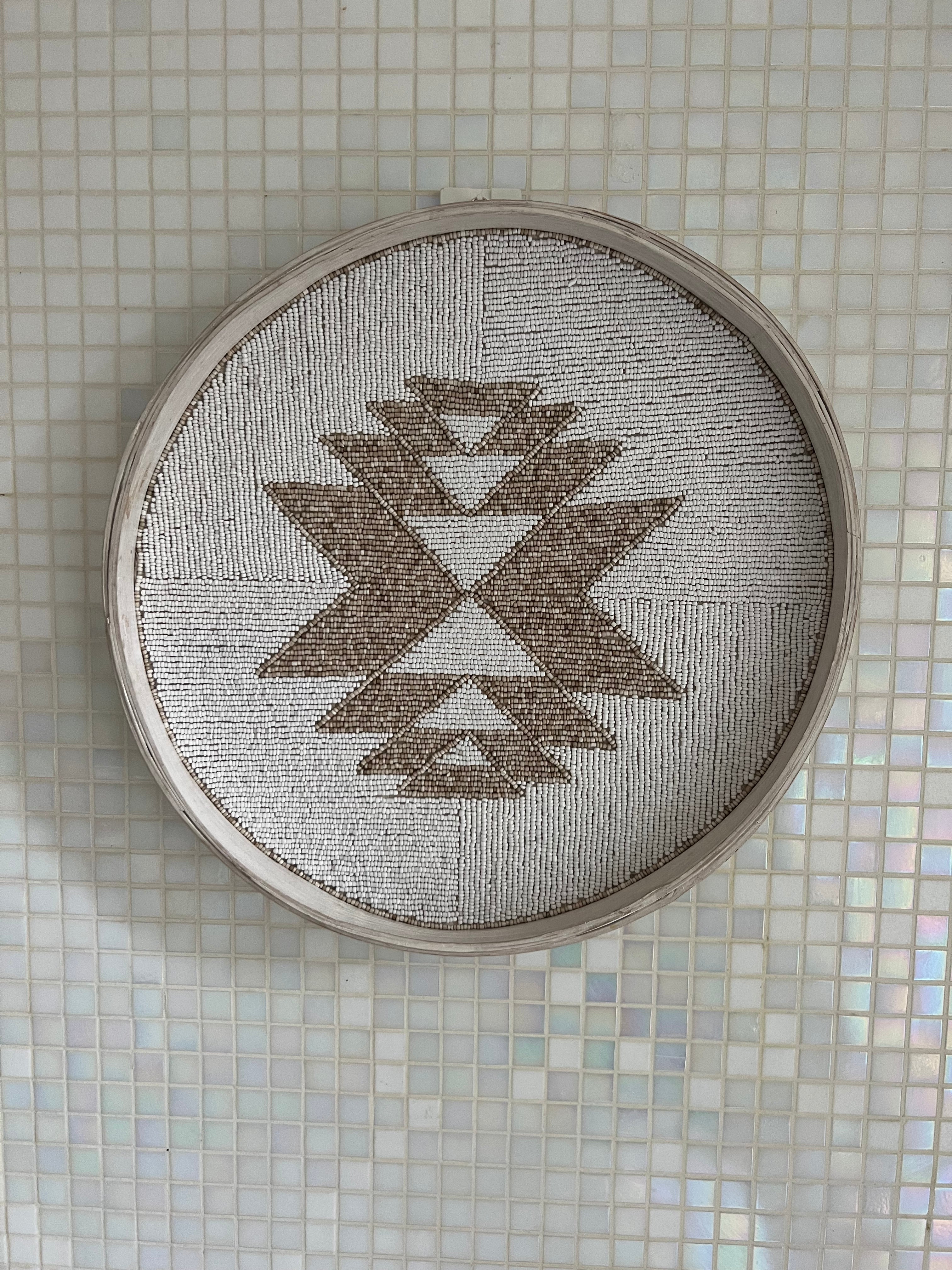 Fully Beaded Fairtrade Wall Basket (45 cm) - Ethical Artisan Decor | Mandala Stencils