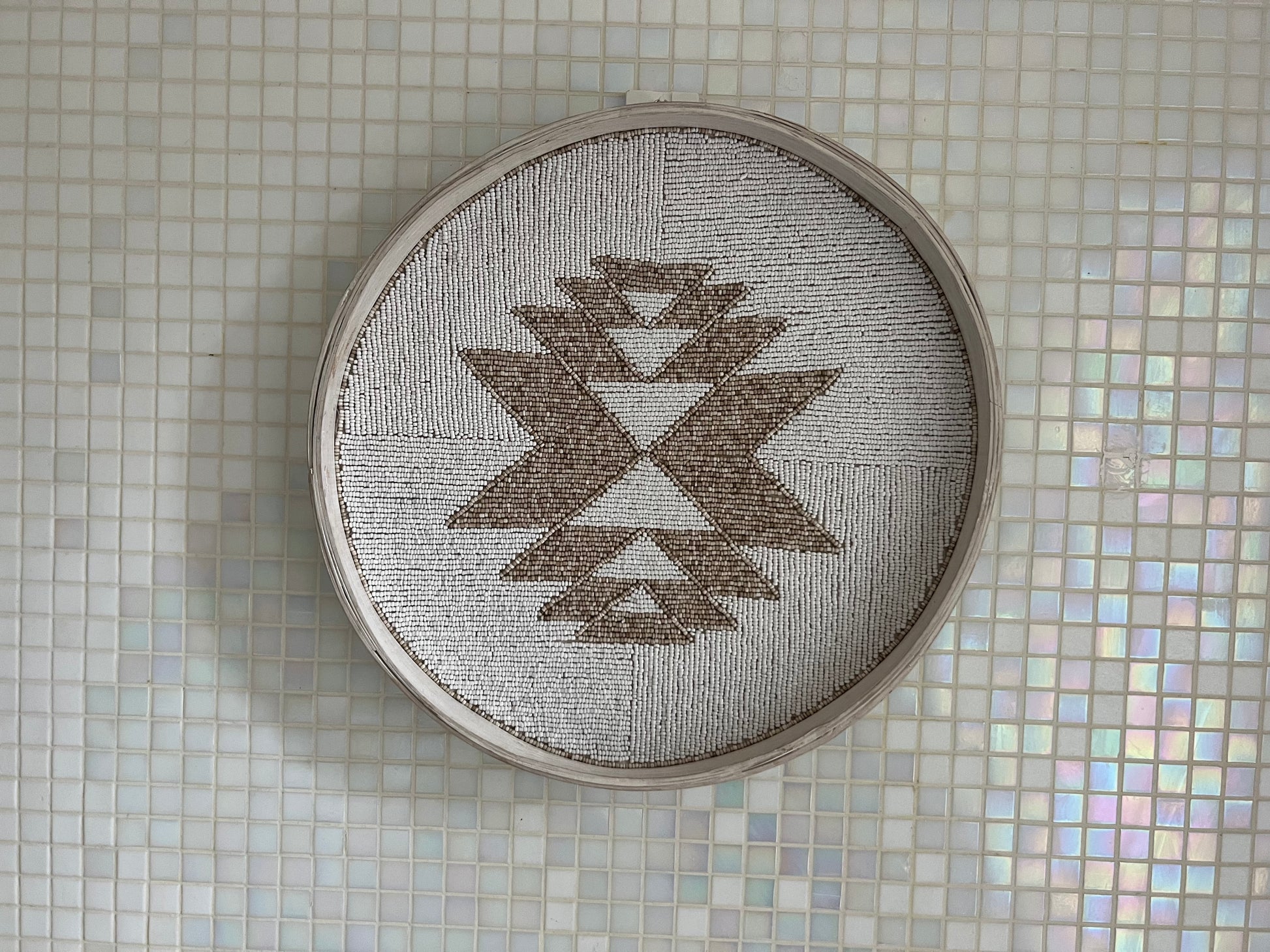 Fully Beaded Fairtrade Wall Basket (45 cm) - Ethical Artisan Decor | Mandala Stencils