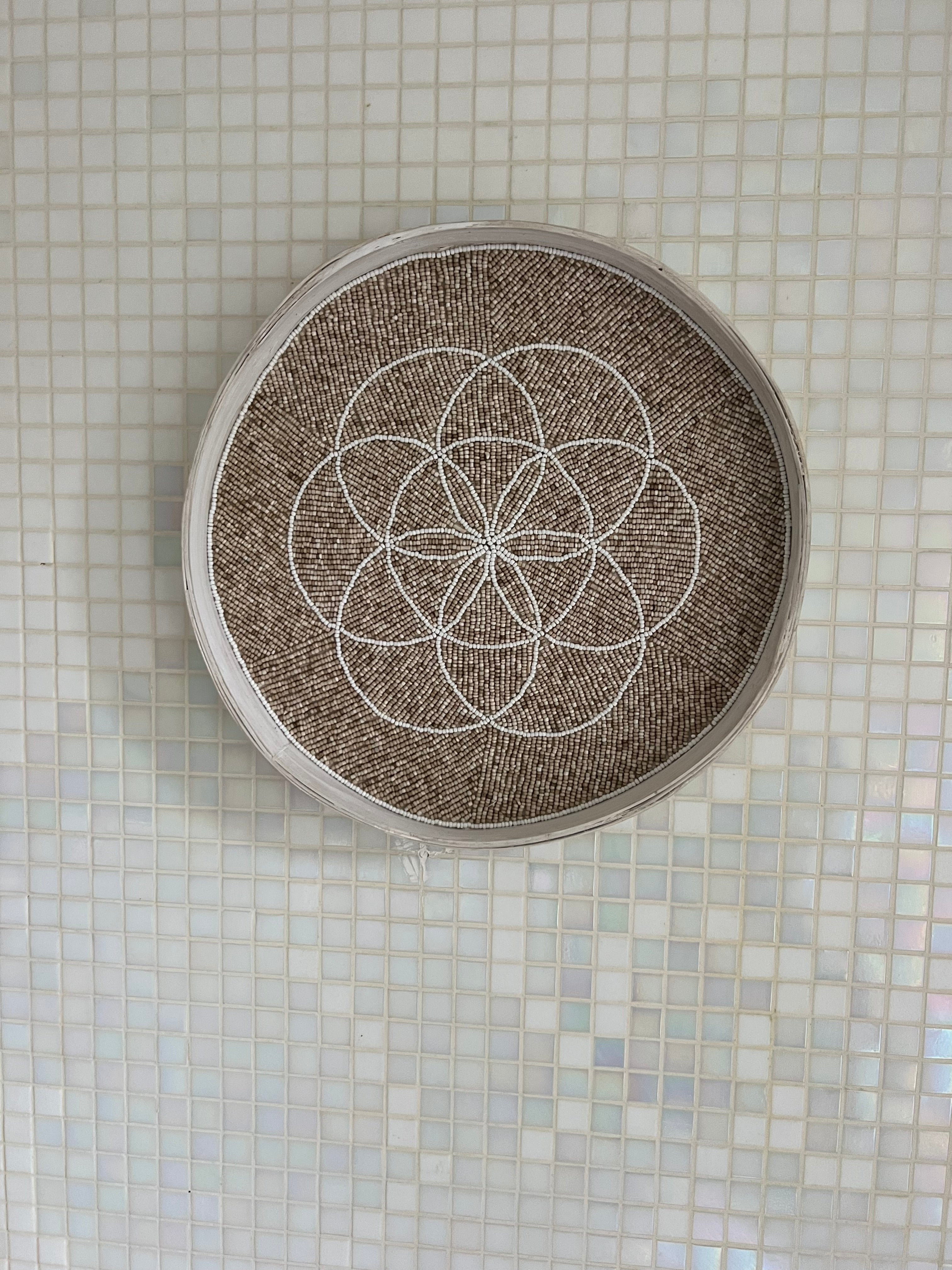 Fully Beaded Wall Basket (25 cm) - Handcrafted Boho Decor | Mandala Stencils