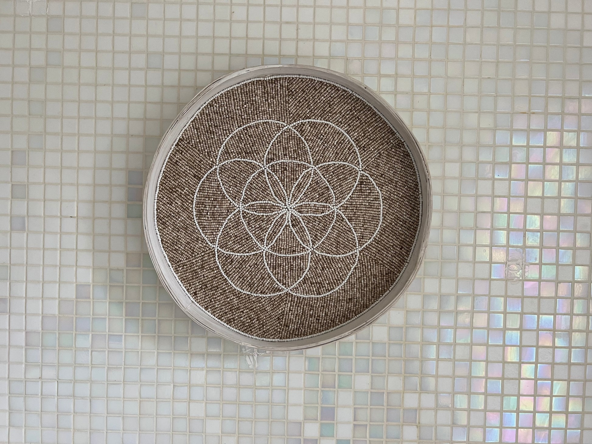 Fully Beaded Fairtrade Wall Basket (35 cm) - Unique Design | Mandala Stencils