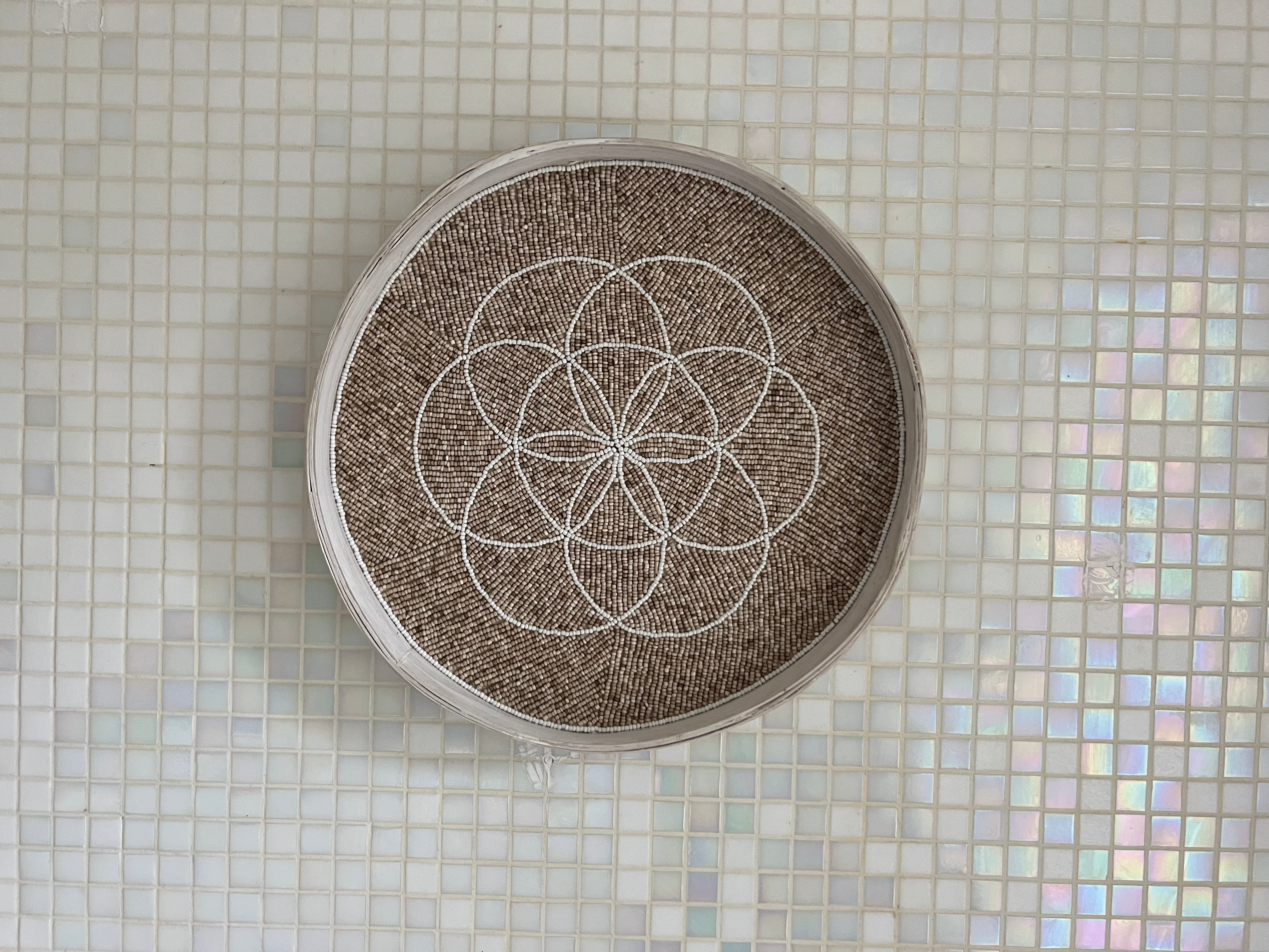 Fully Beaded Fairtrade Wall Basket (35 cm) - Unique Design | Mandala Stencils