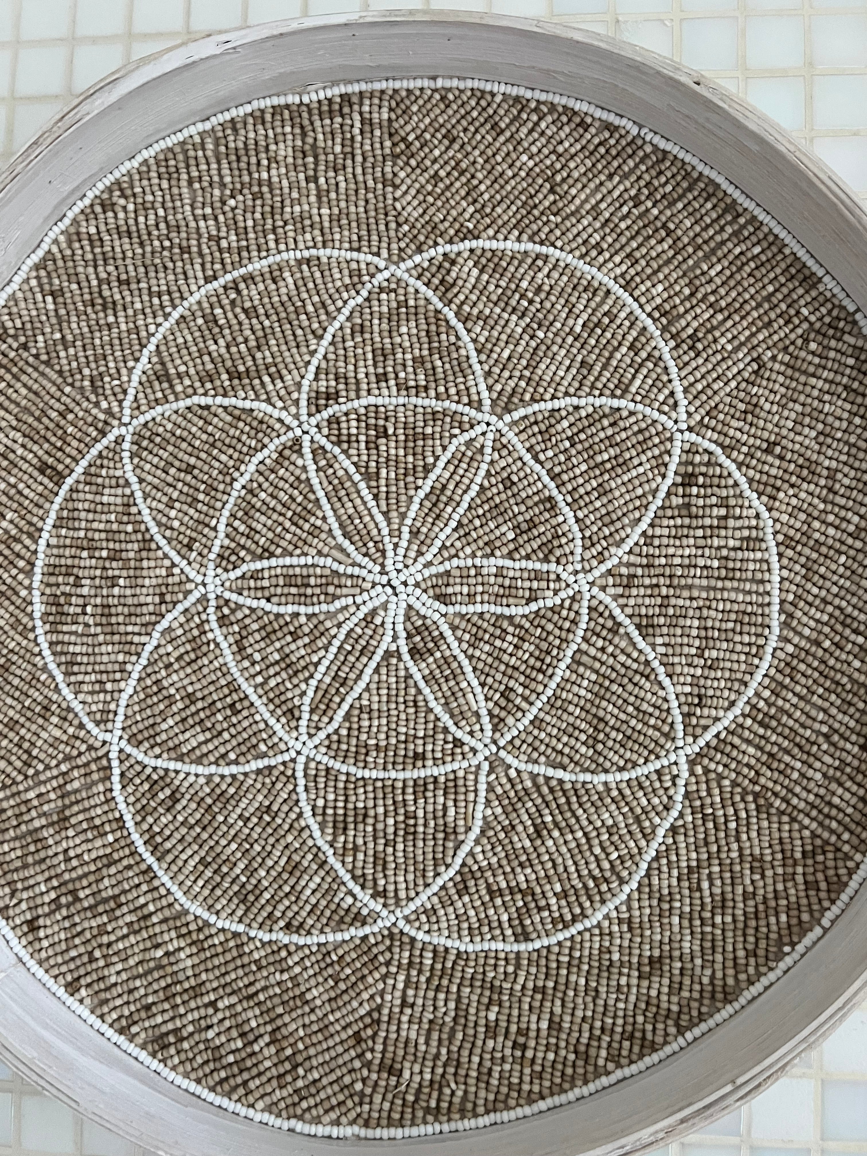 Fully Beaded Wall Basket (25 cm) - Handcrafted Boho Decor | Mandala Stencils