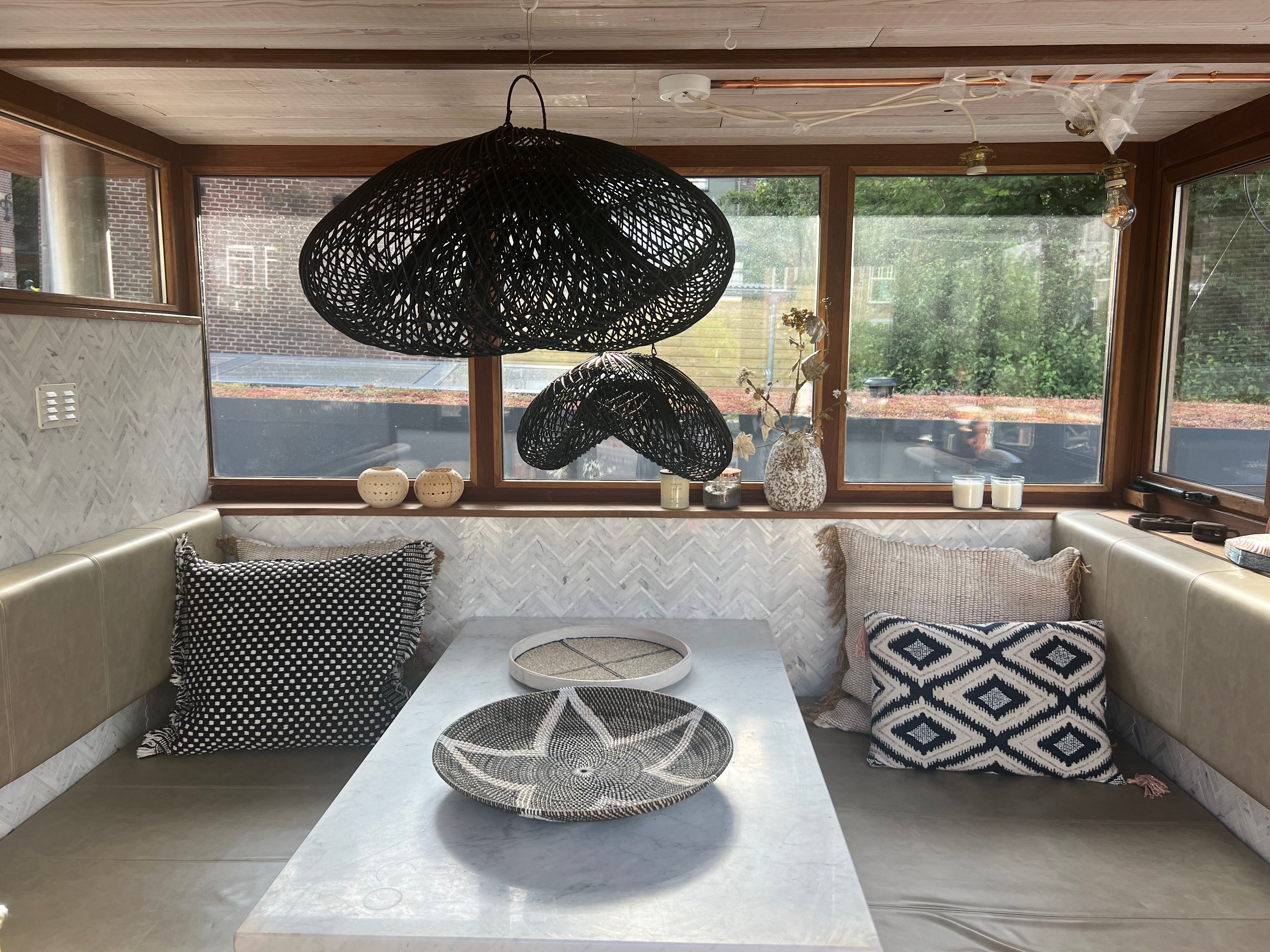 XL Handcrafted Rattan Lamp - Cloud | Black | 150 cm