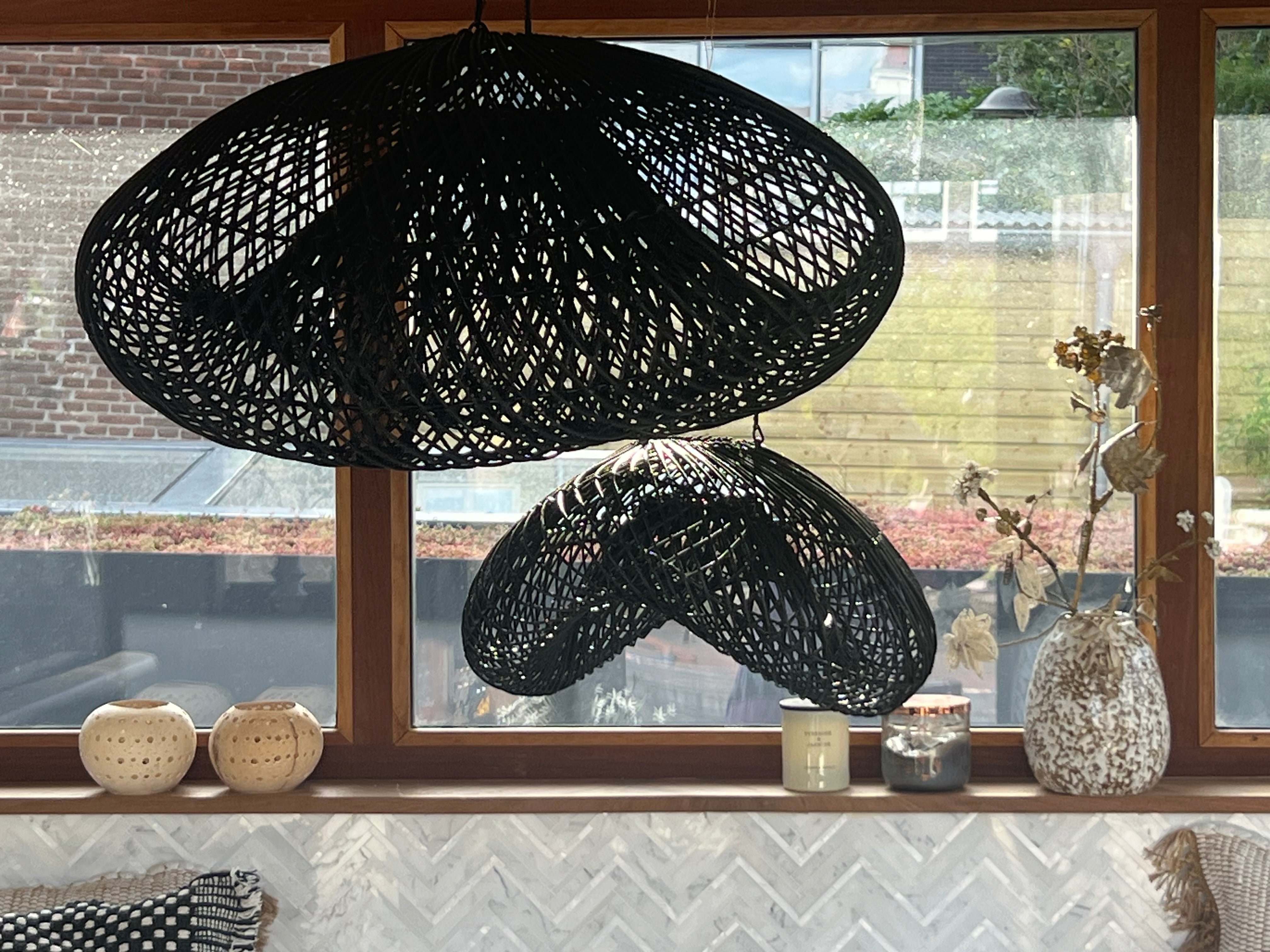XL Handcrafted Rattan Lamp - Cloud | Black | 150 cm