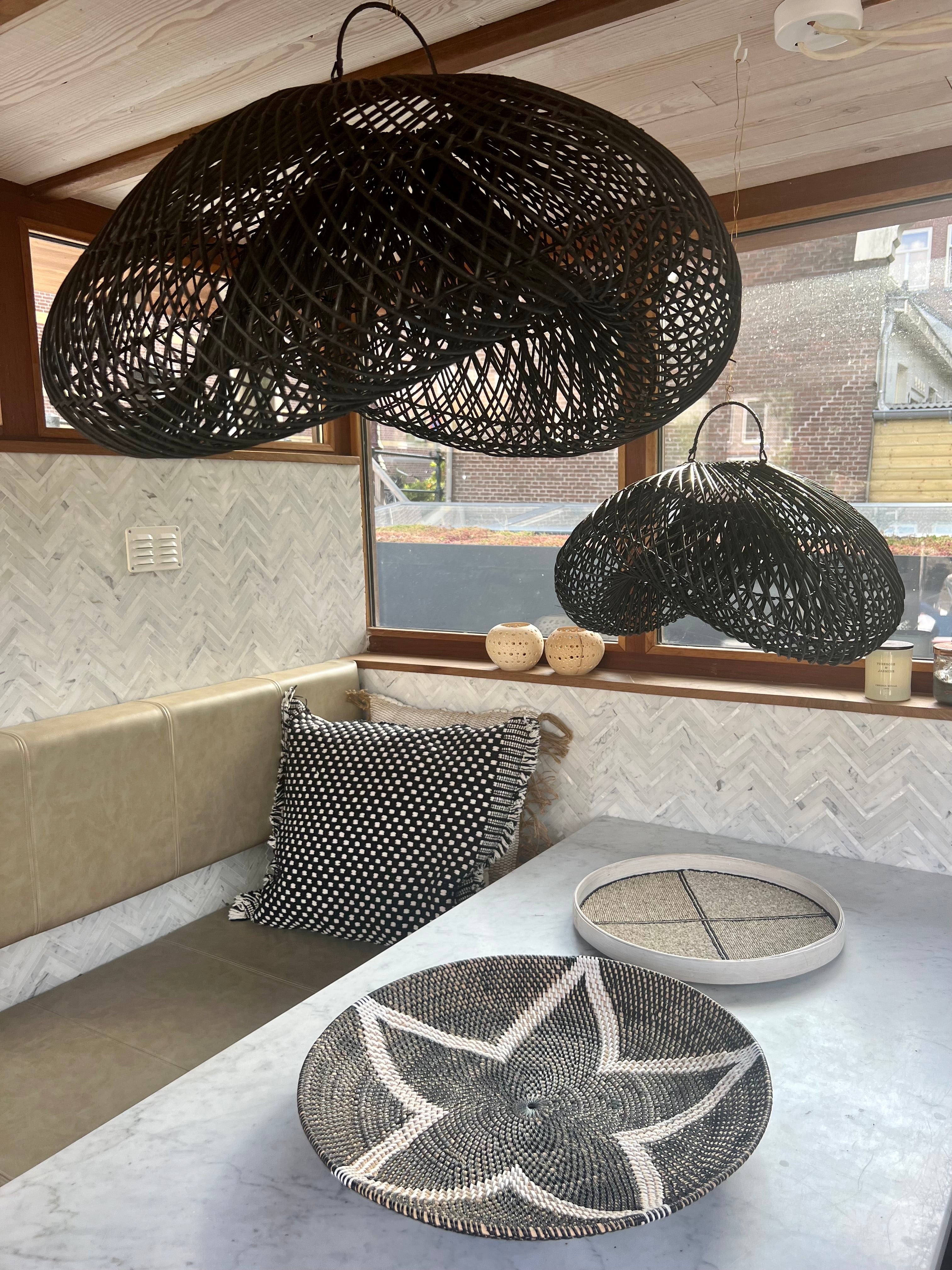 XL Handcrafted Rattan Lamp - Cloud | Black | 120 cm