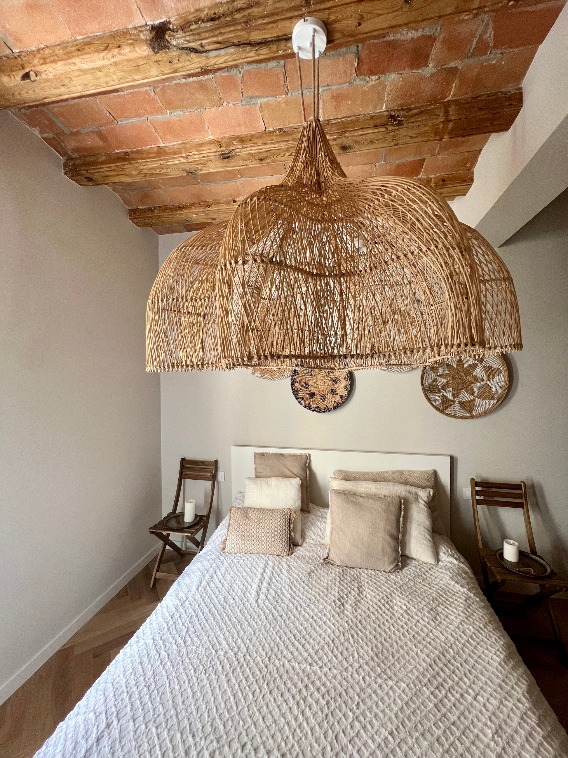 XL Flower Rattan Lamp - 100 cm Boho Ceiling Light | Mandala Stencil