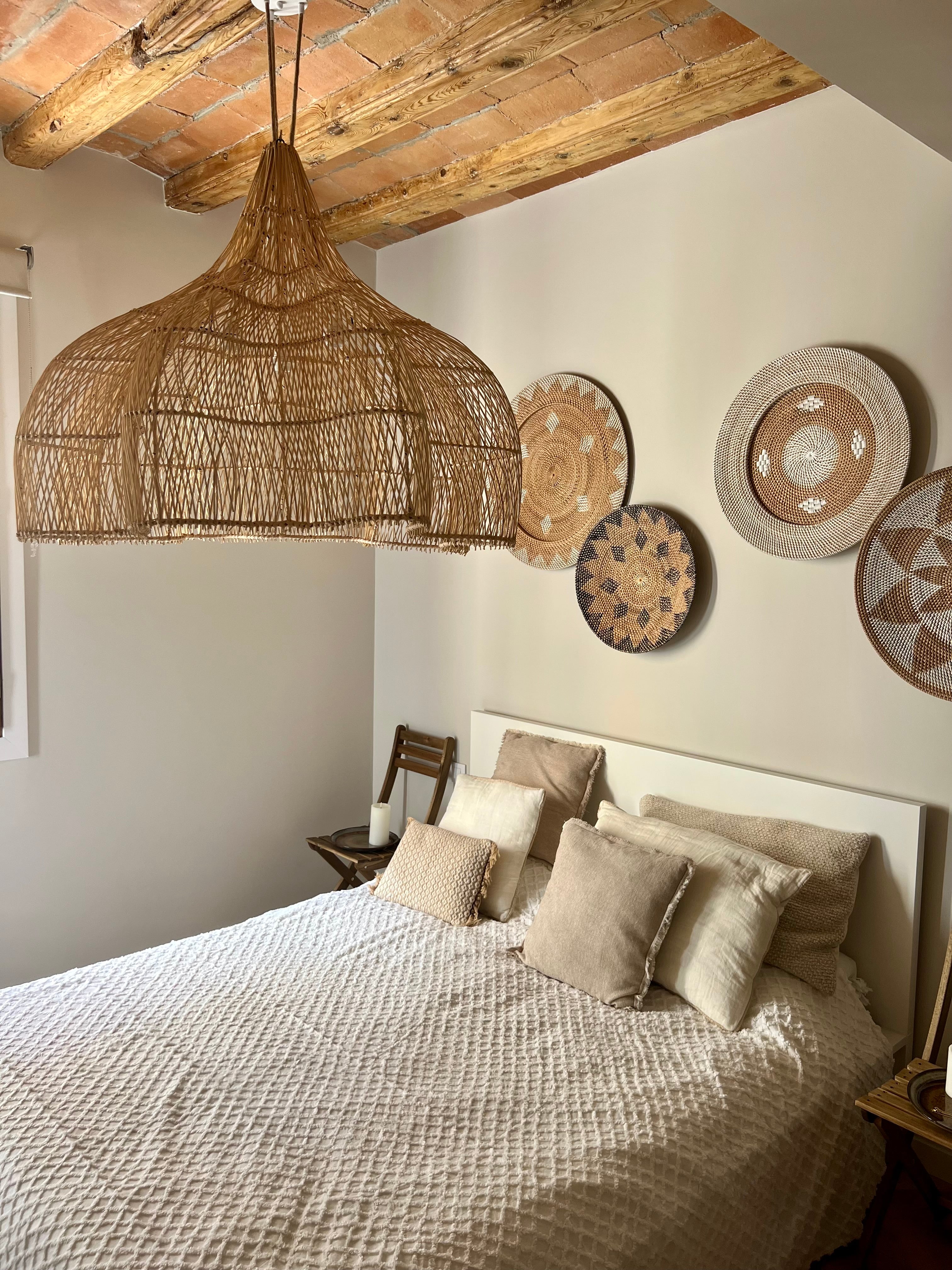 XL Flower Rattan Lamp - 100 cm Boho Ceiling Light | Mandala Stencil
