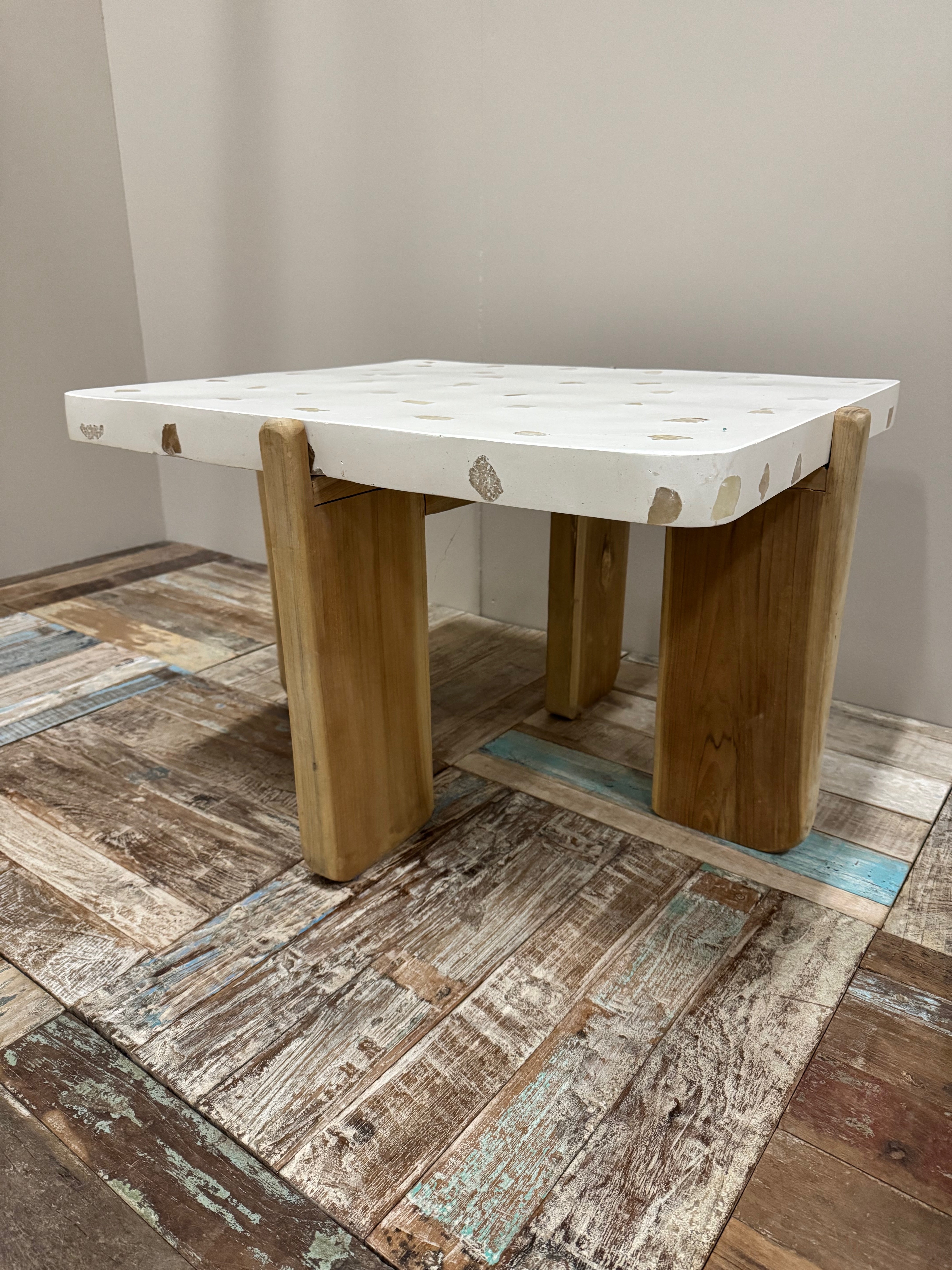 Teak & Terazzo Side Table - Square