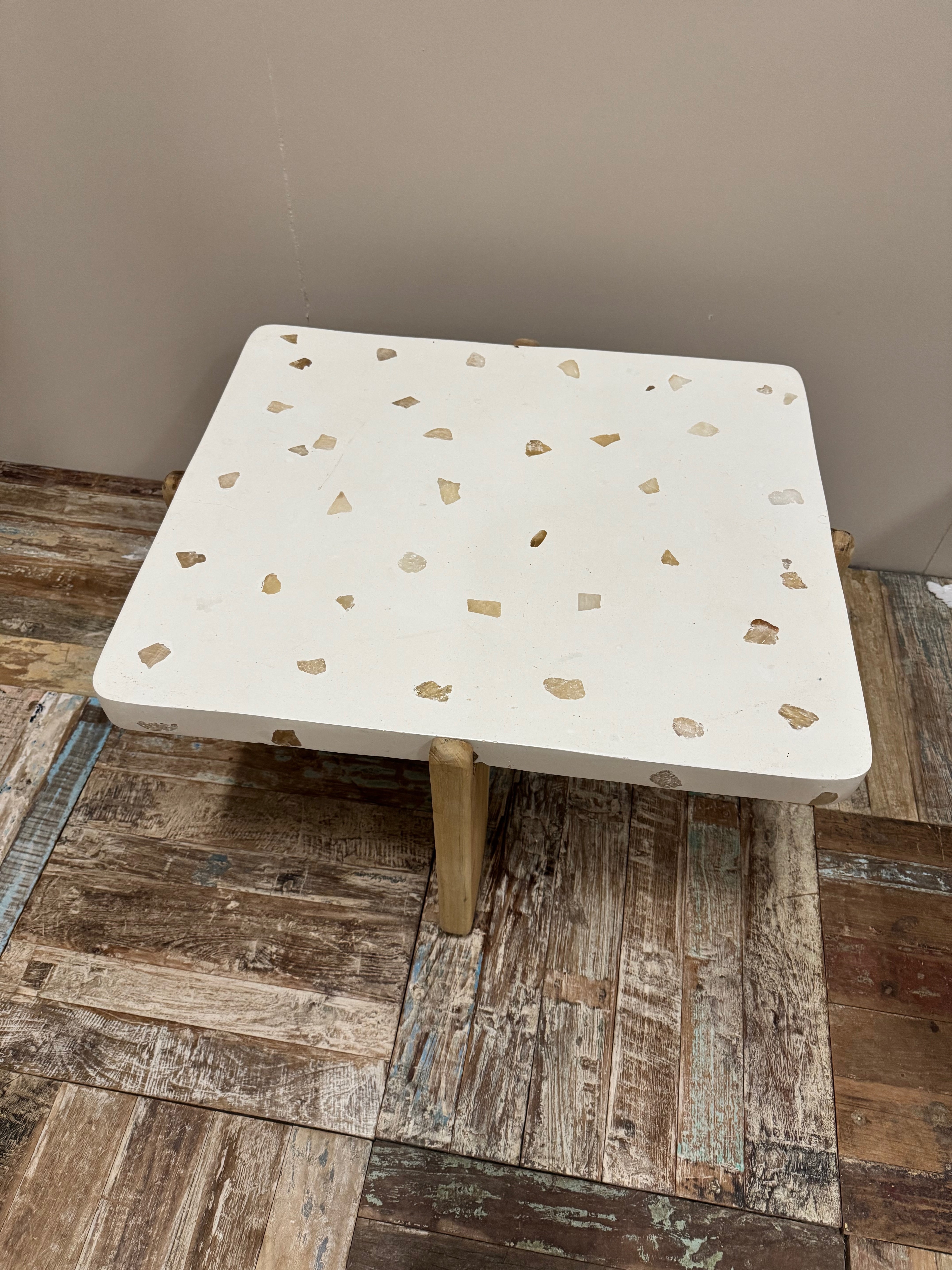 Teak & Terazzo Side Table - Square