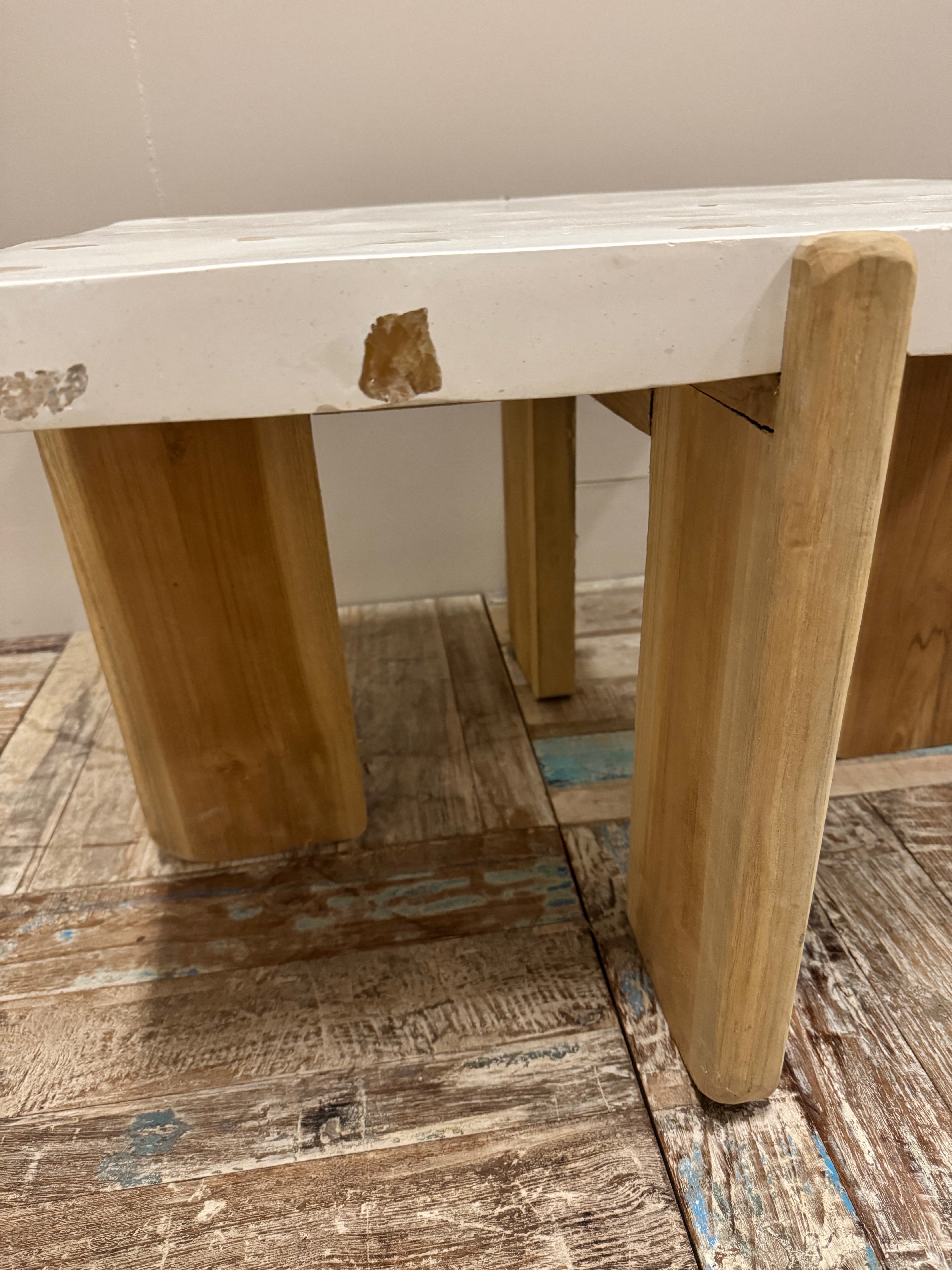 Teak & Terazzo Side Table - Square