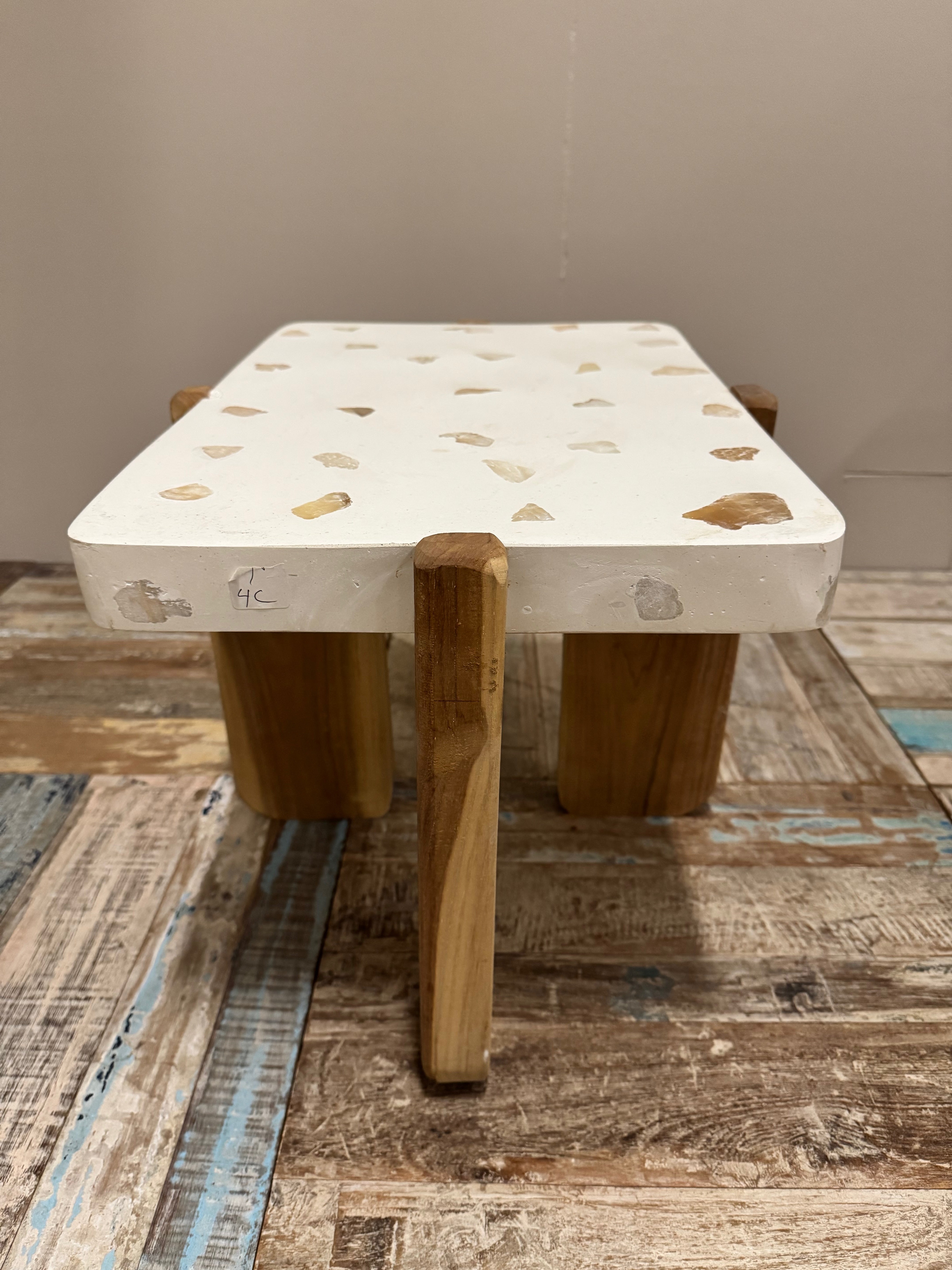 Teak & Terazzo Side Table - Square