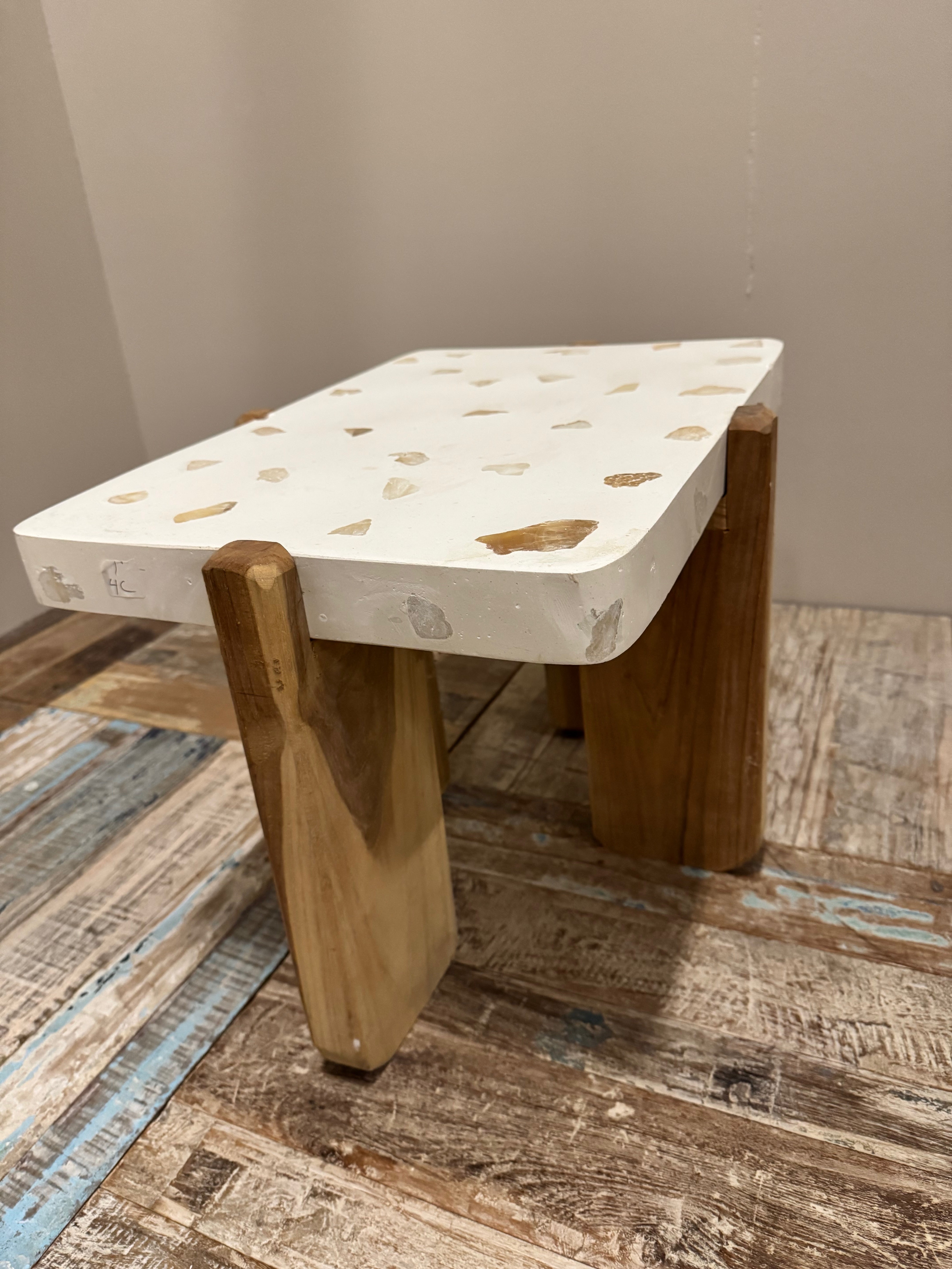Teak & Terazzo Side Table - Square
