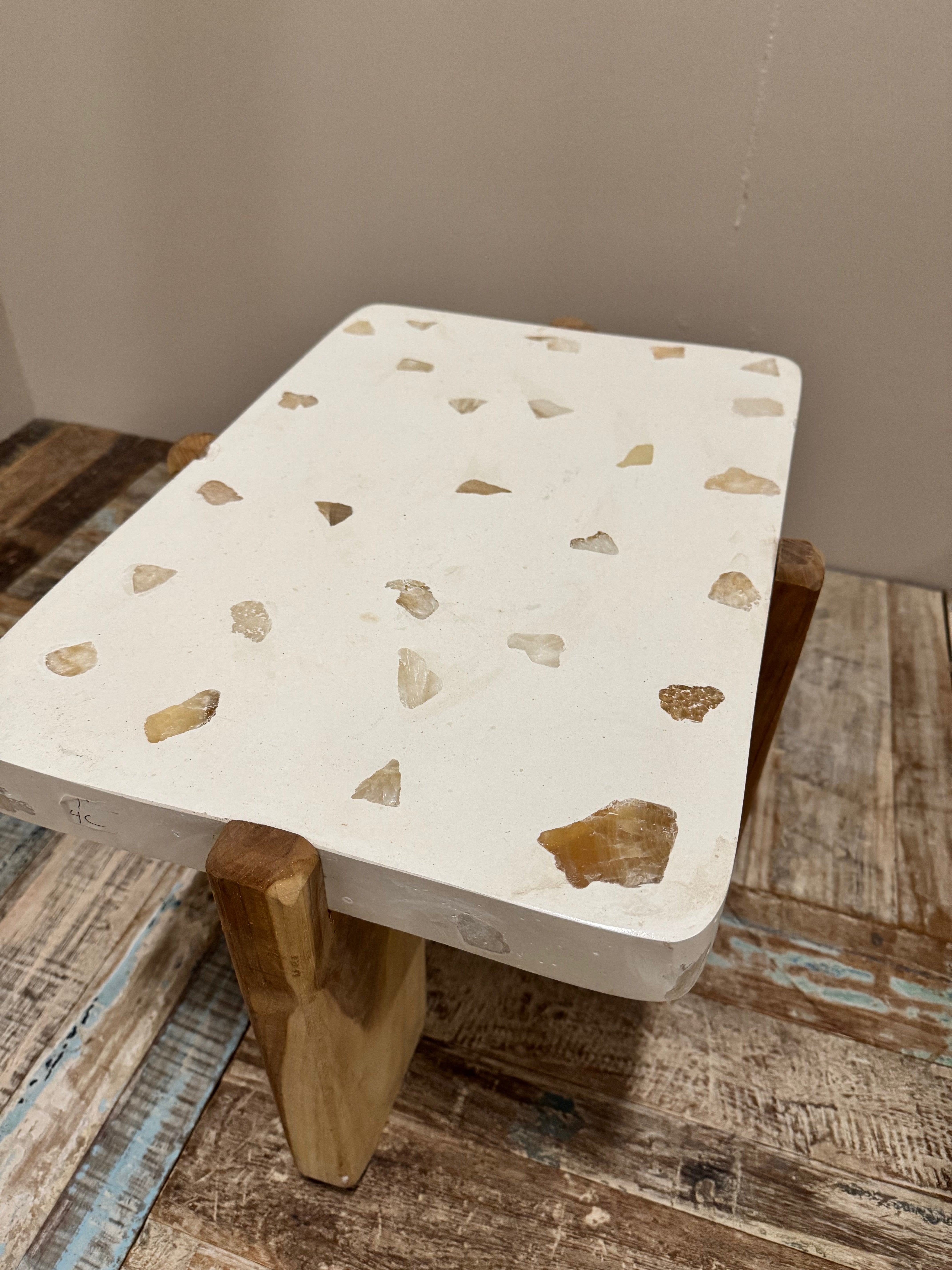 Teak & Terazzo Side Table - Square
