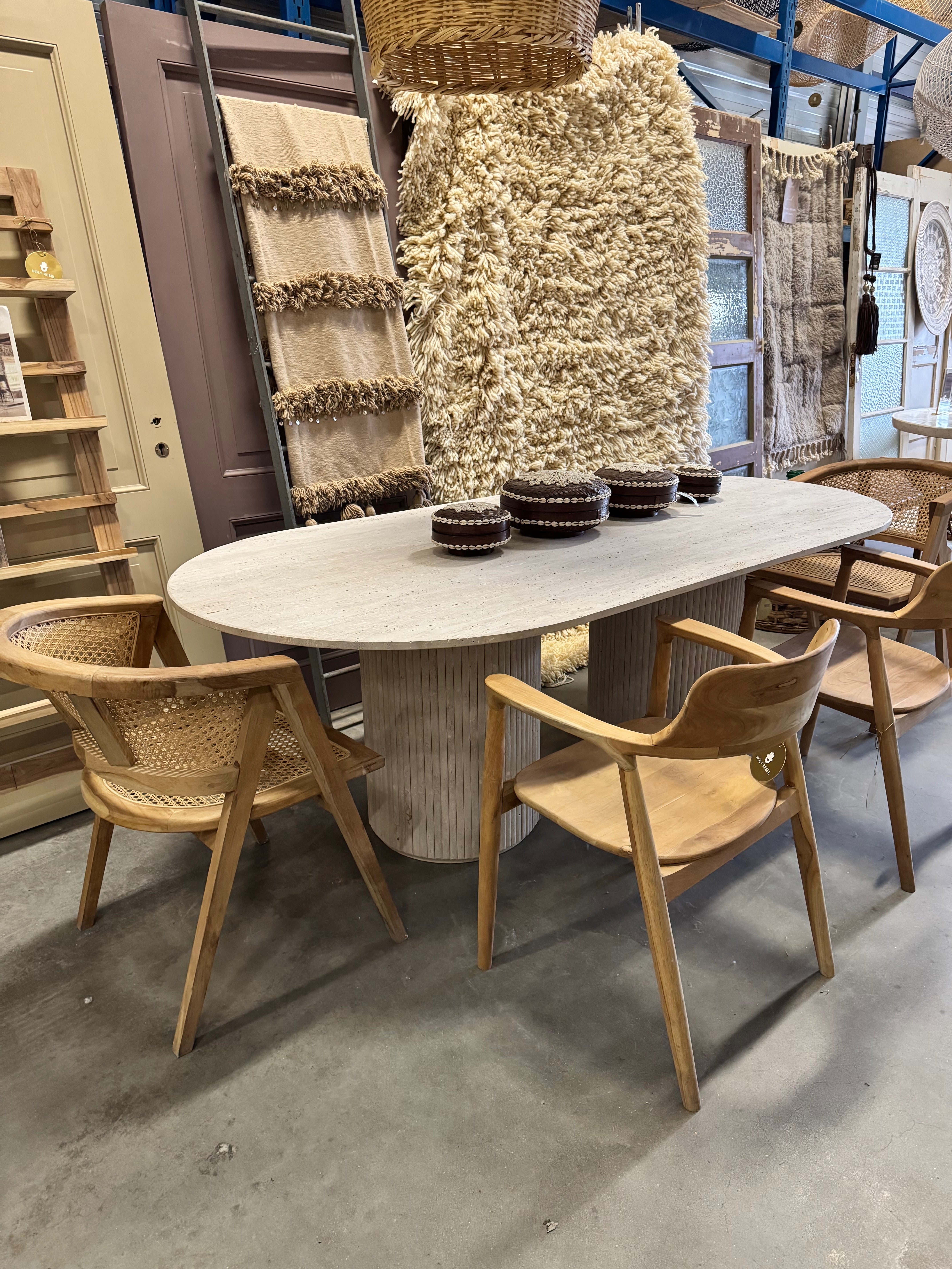Travertine Table - Oval | 215 x 110 cm