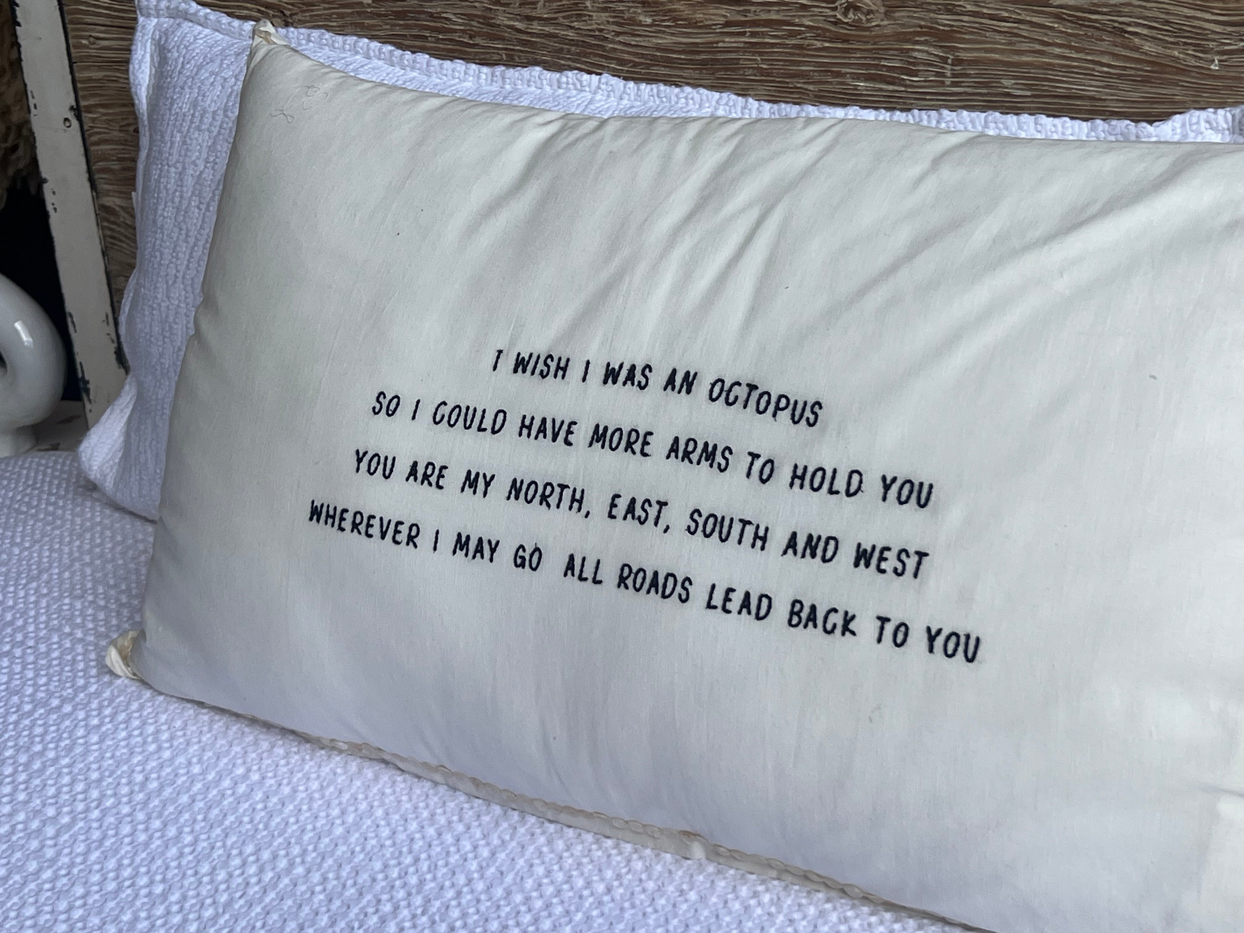 Linnen Pillow + Filling | I Wish I Was An Octopus | White
